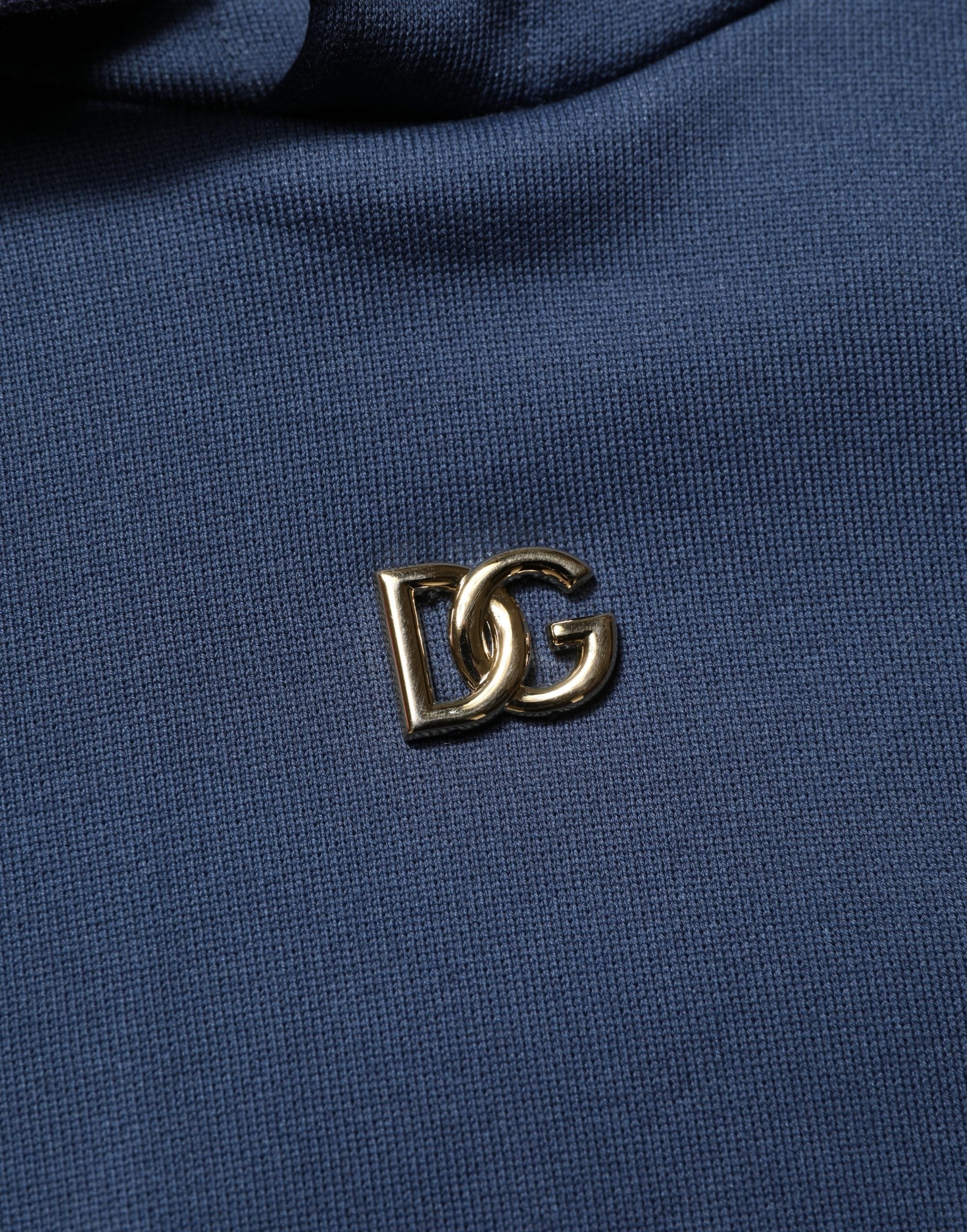 Dolce & Gabbana Blauer Kapuzenpullover aus Baumwolle mit Korallen-Logo-2