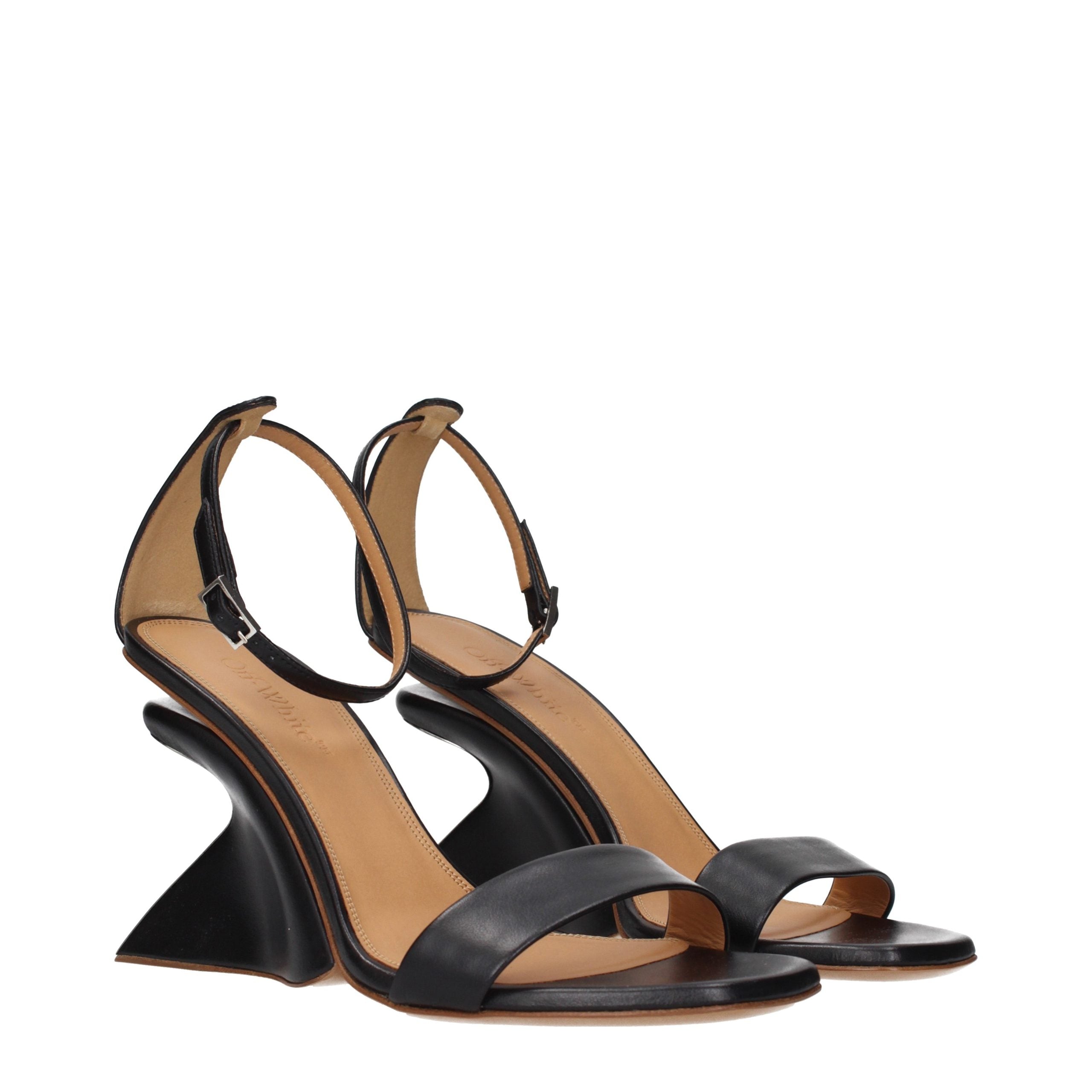 Off-White Schwarze Leder-Stiletto-Sandalen-2