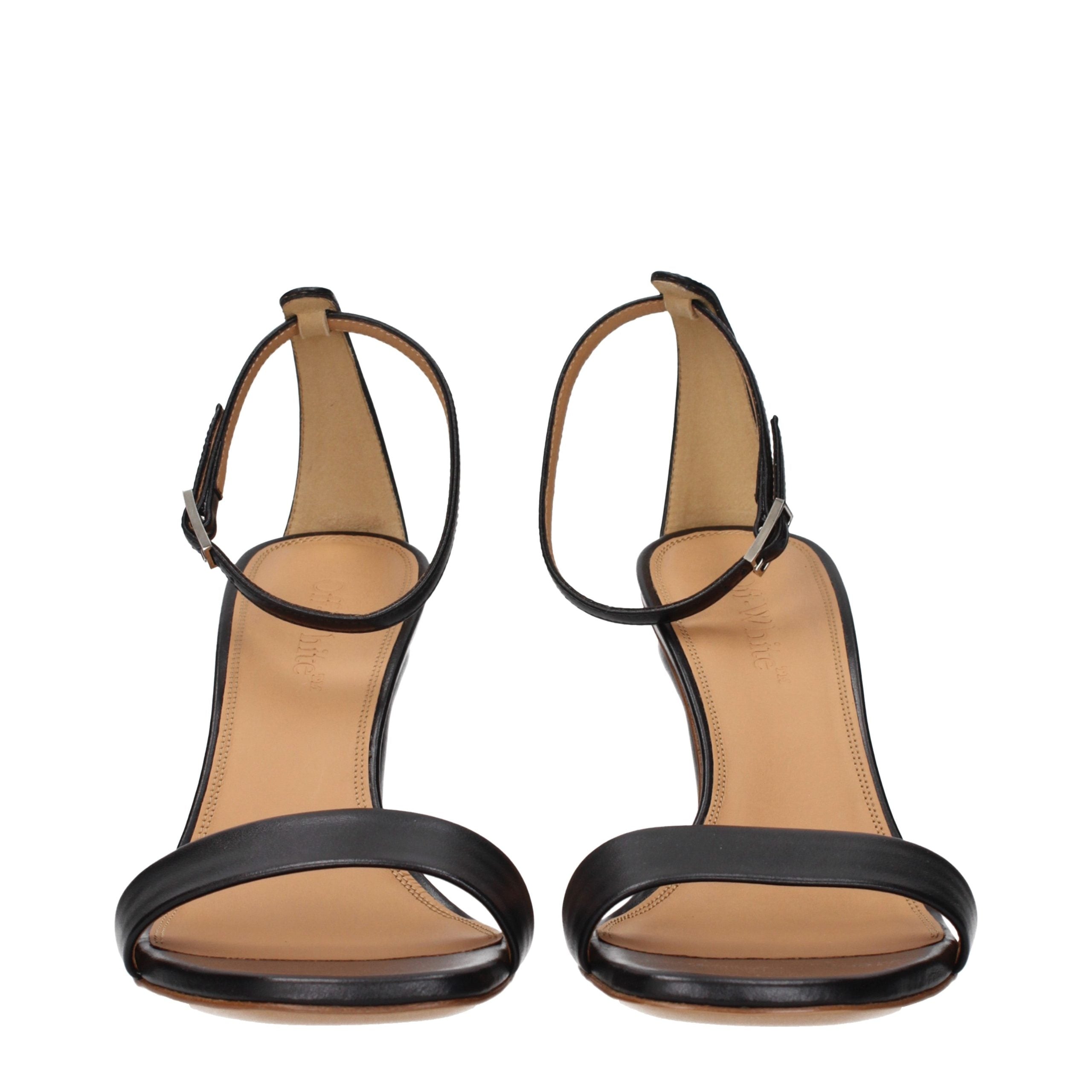 Off-White Schwarze Leder-Stiletto-Sandalen-3