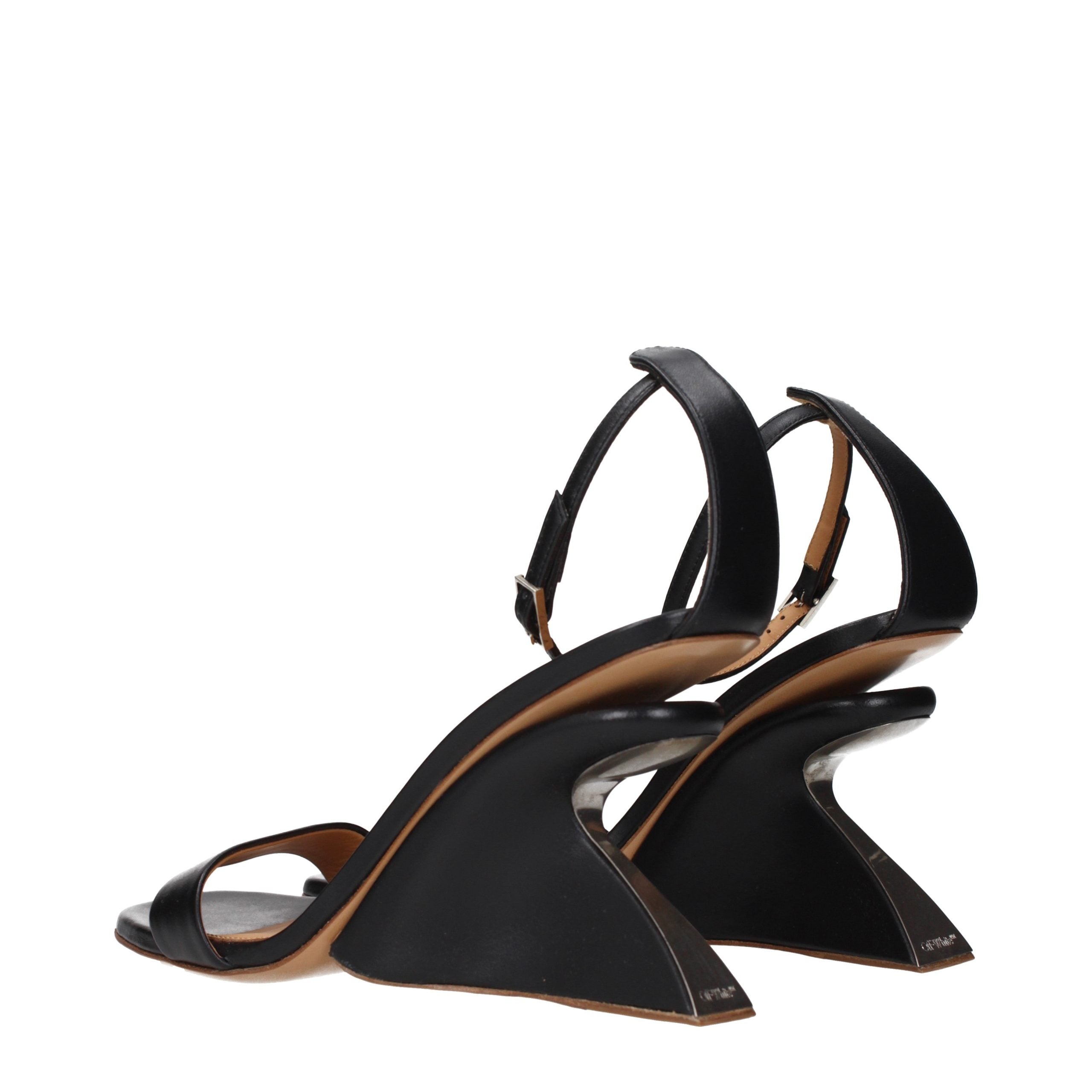 Off-White Schwarze Leder-Stiletto-Sandalen-4