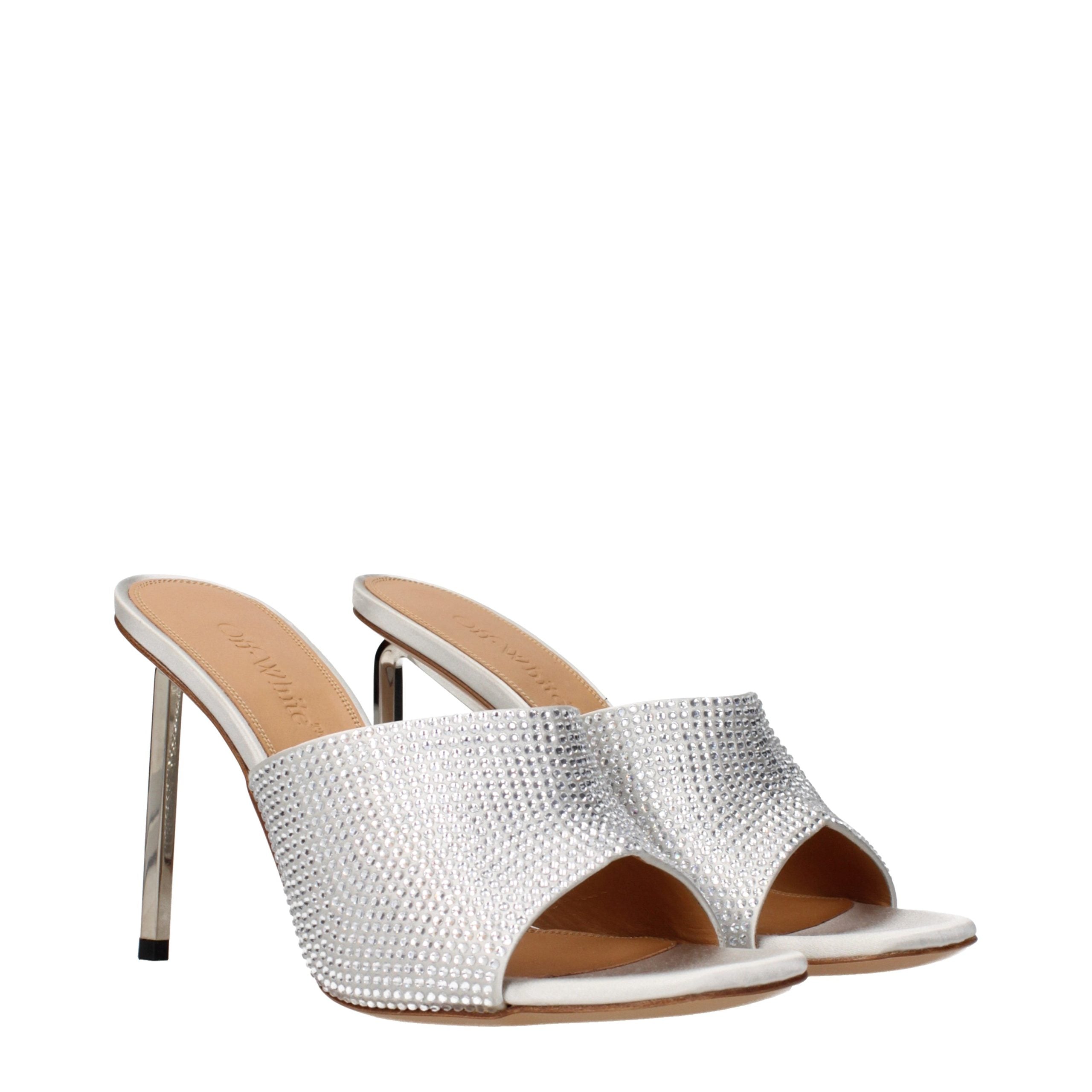 Off-White Silberne Satin-Stilettosandalen-2