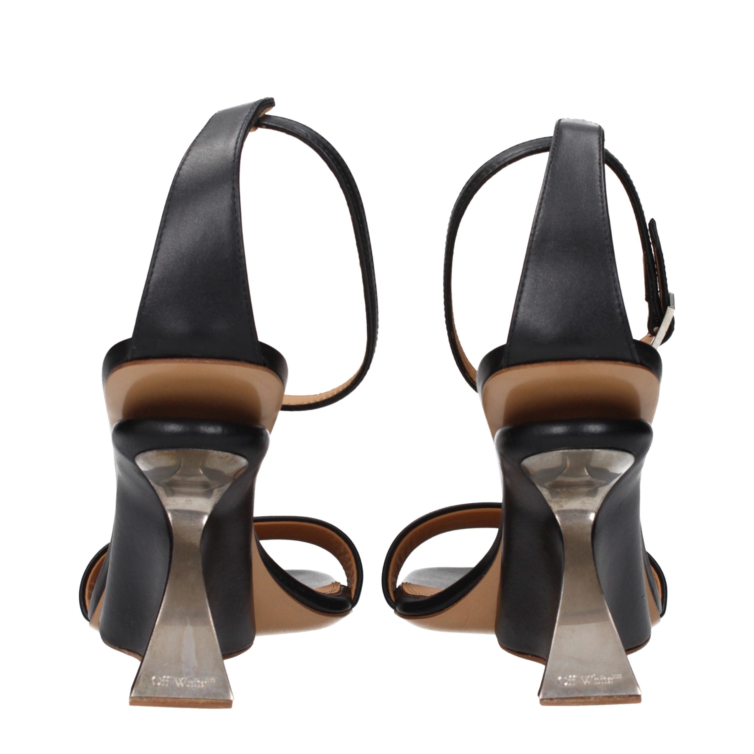 Off-White Schwarze Leder-Stiletto-Sandalen-5