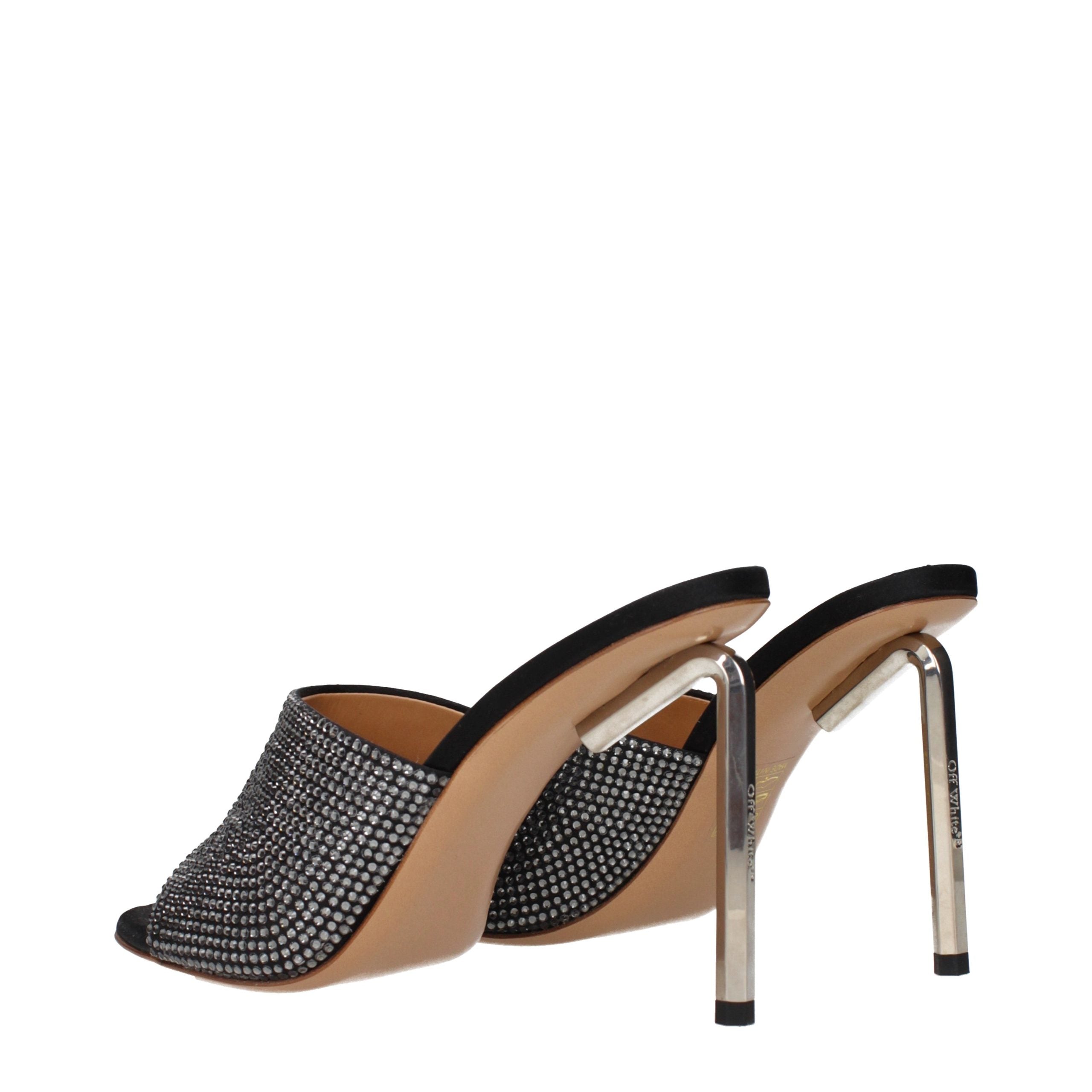 Off-White Schwarze Stiletto-Sandalen aus Satin-4