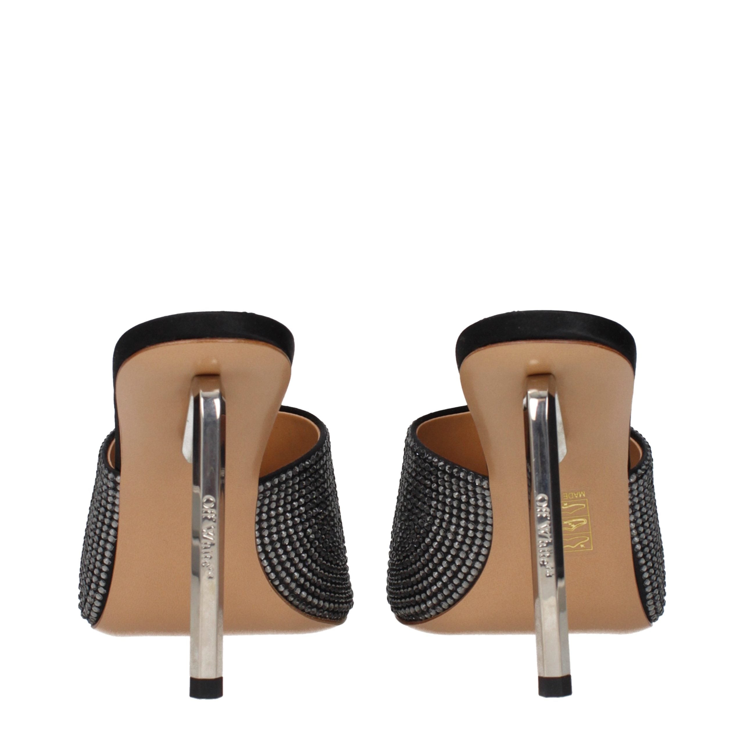 Off-White Schwarze Stiletto-Sandalen aus Satin-5