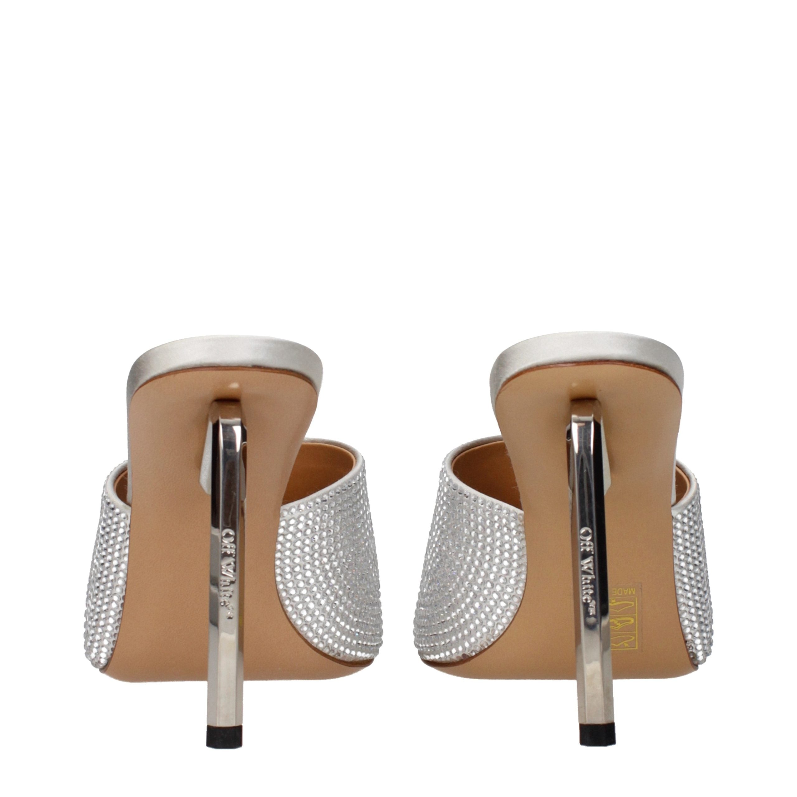 Off-White Silberne Satin-Stilettosandalen-5
