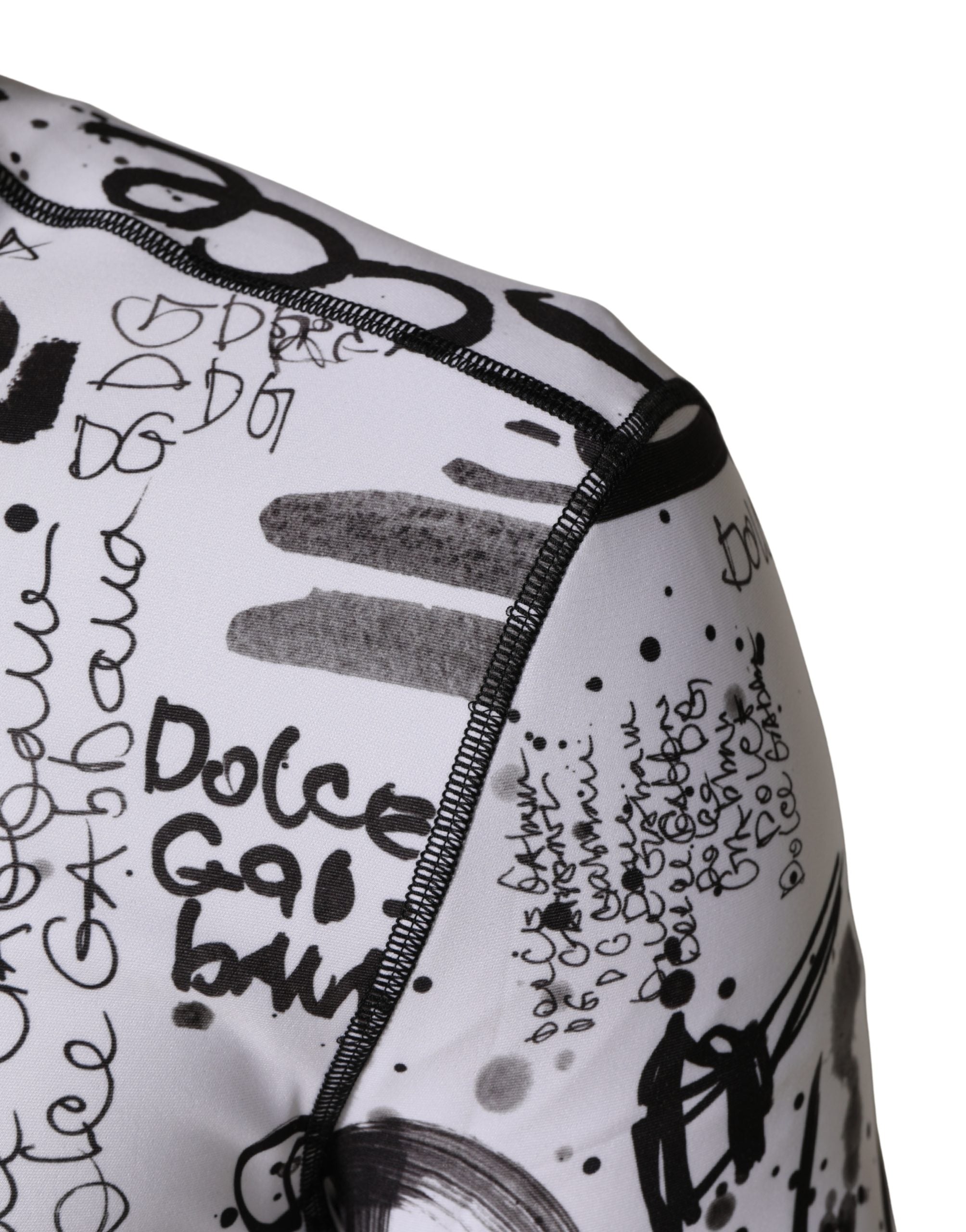 Dolce & Gabbana Weißer Balaclava-Hoodie aus Jersey mit Graffiti-Print-7