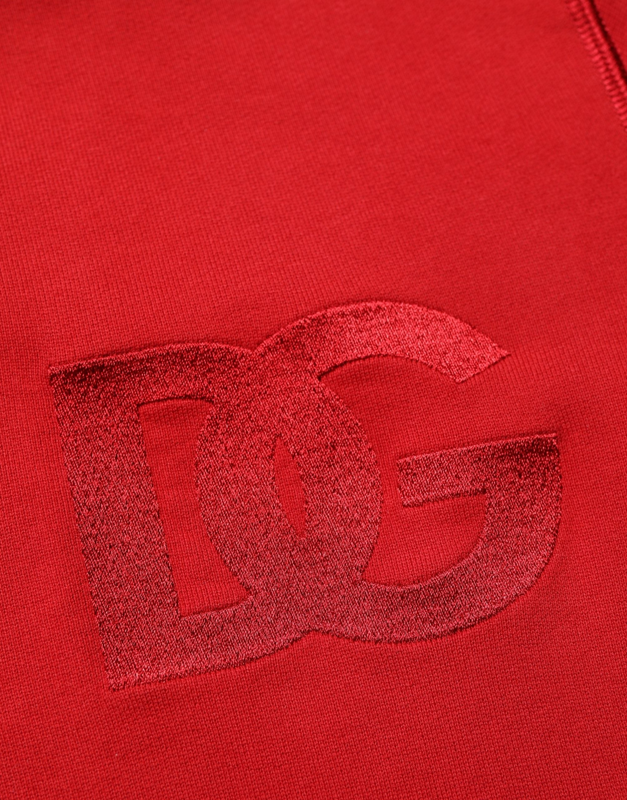 Dolce & Gabbana Roter Kapuzenpullover mit durchgehendem Reißverschluss und Stickerei-1