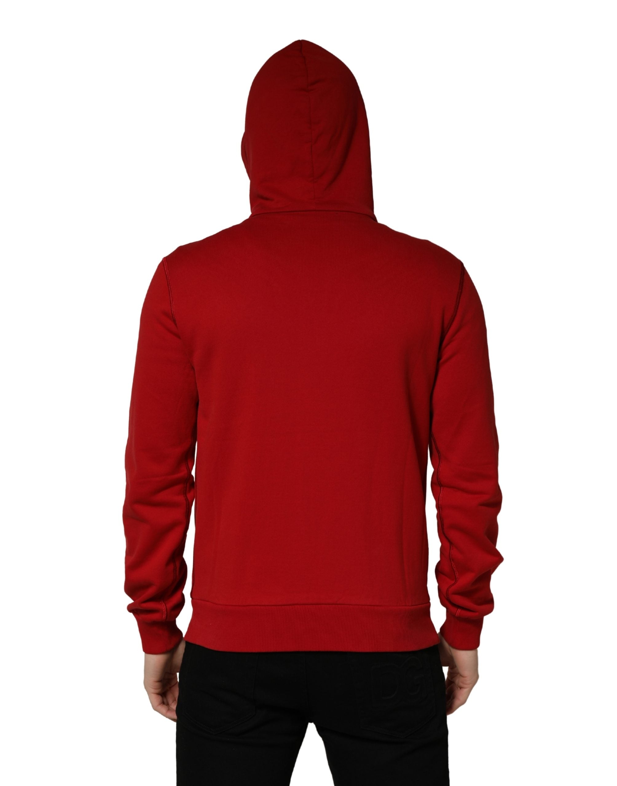 Dolce & Gabbana Roter Kapuzenpullover mit durchgehendem Reißverschluss und Stickerei-5