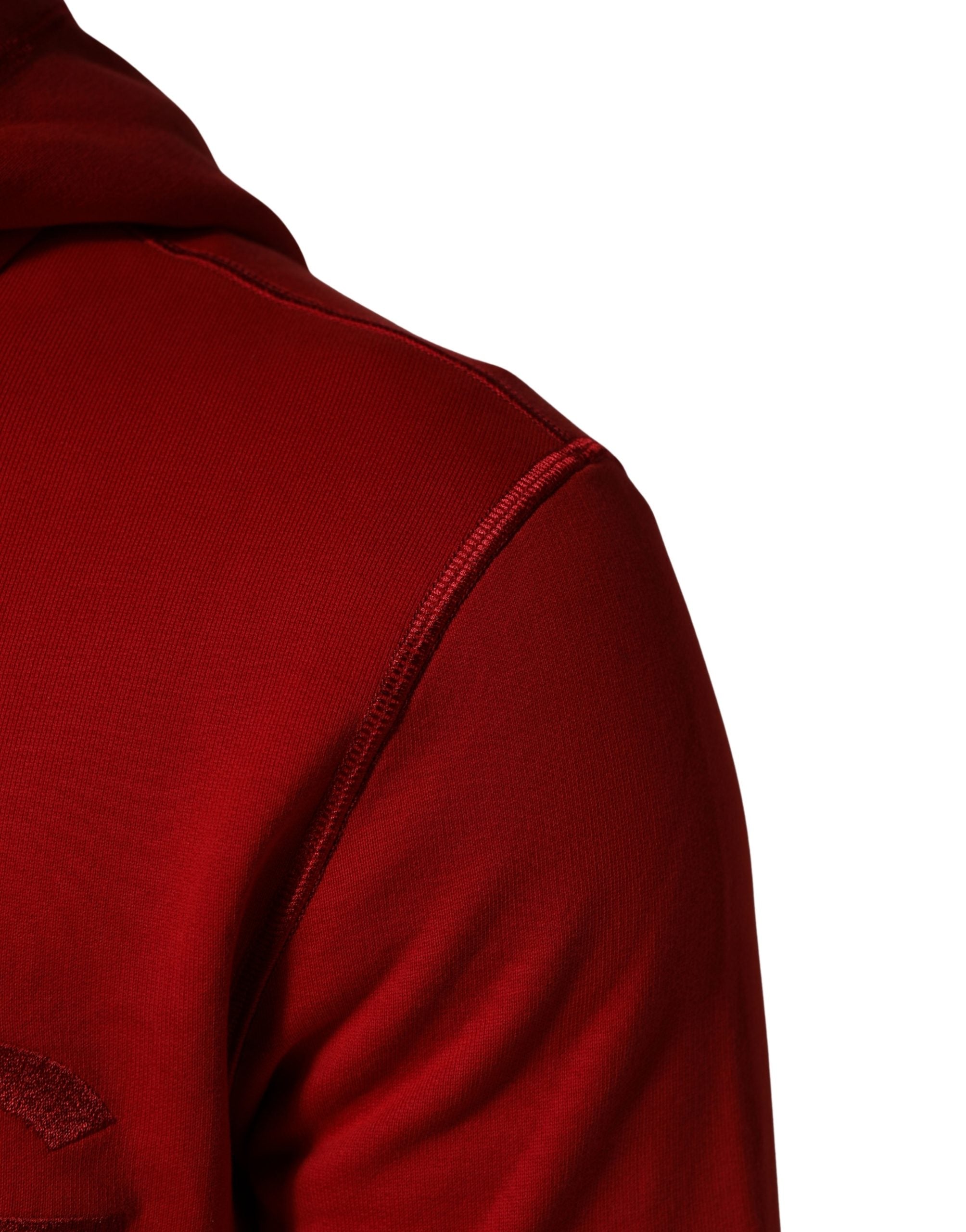 Dolce & Gabbana Roter Kapuzenpullover mit durchgehendem Reißverschluss und Stickerei-7