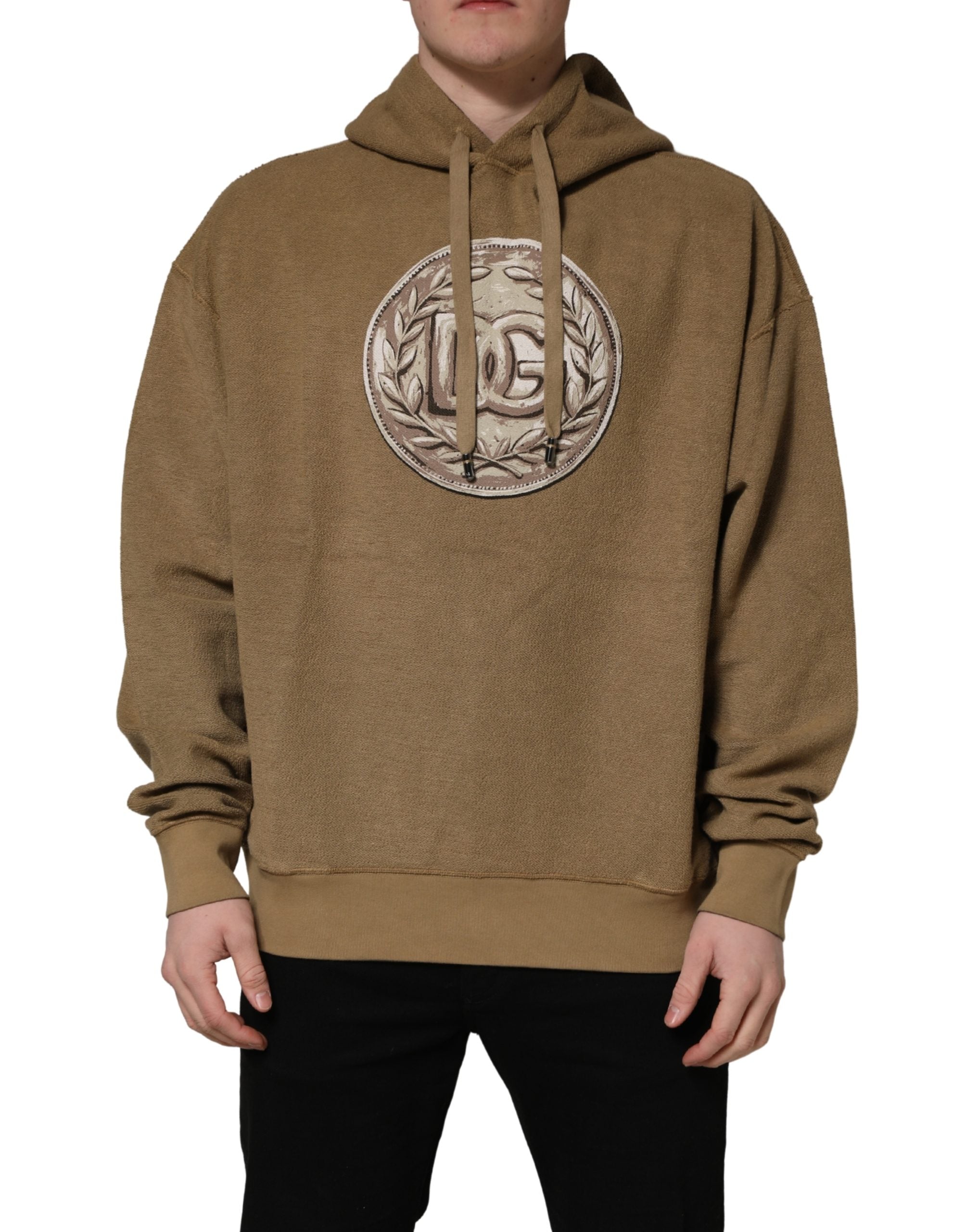 Dolce & Gabbana Kapuzenpullover aus Baumwolle in Braun mit Logo-Münze-3