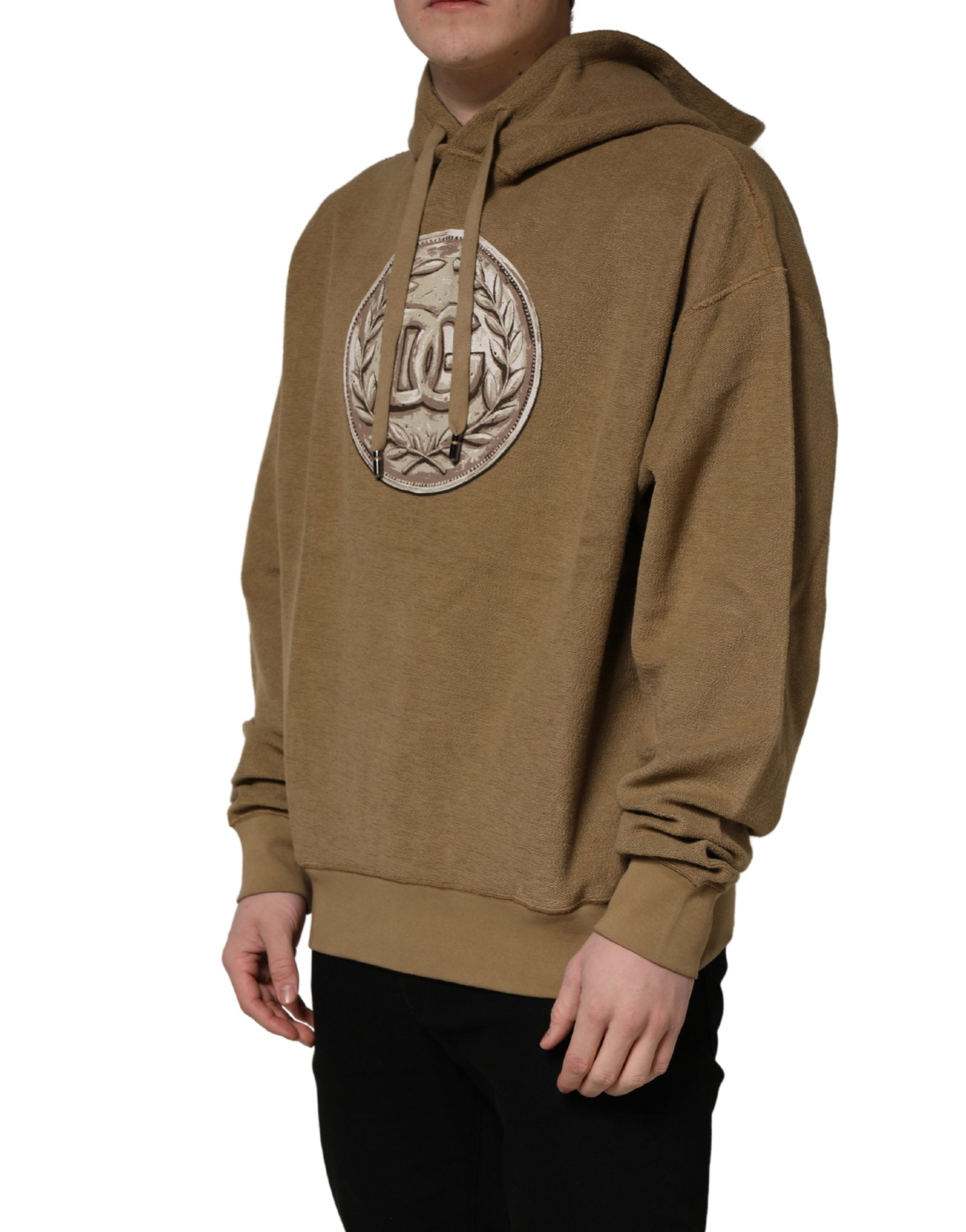 Dolce & Gabbana Kapuzenpullover aus Baumwolle in Braun mit Logo-Münze-4
