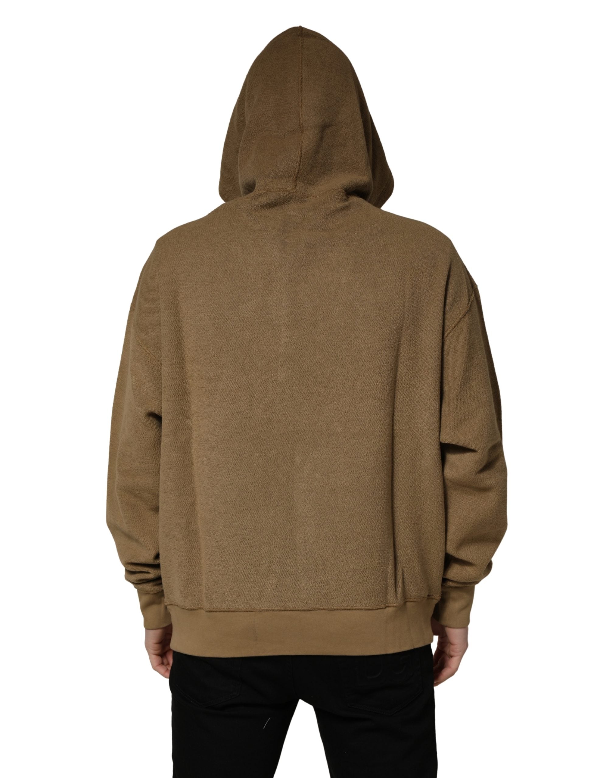 Dolce & Gabbana Kapuzenpullover aus Baumwolle in Braun mit Logo-Münze-5