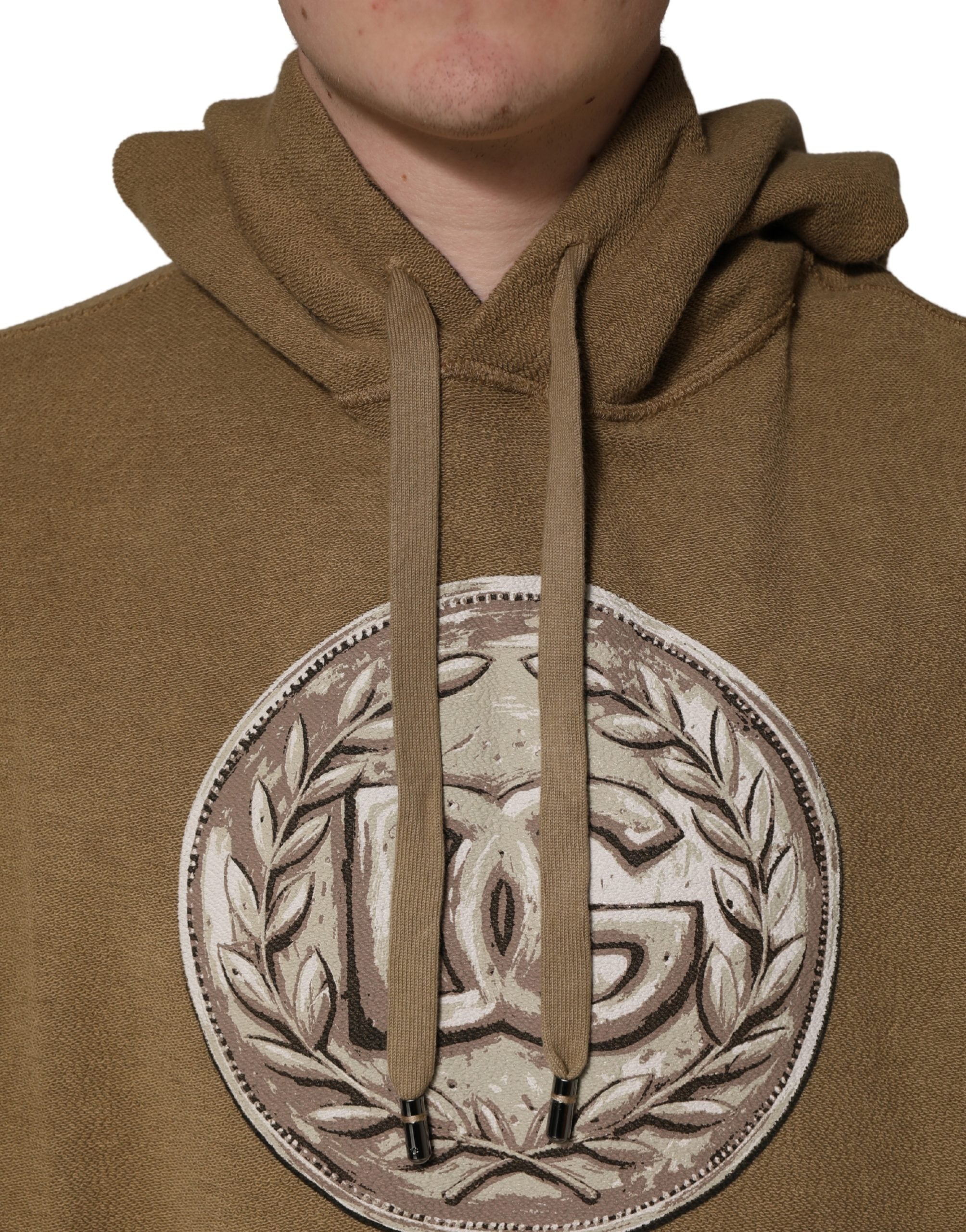 Dolce & Gabbana Kapuzenpullover aus Baumwolle in Braun mit Logo-Münze-6