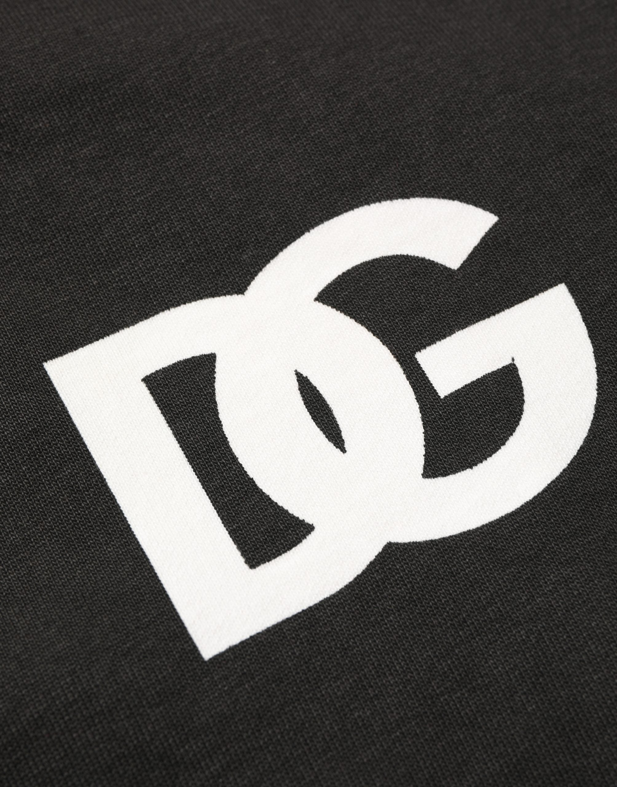 Dolce & Gabbana Schwarzer Kapuzenpullover mit durchgehendem Reißverschluss und Logo aus Baumwolle-8