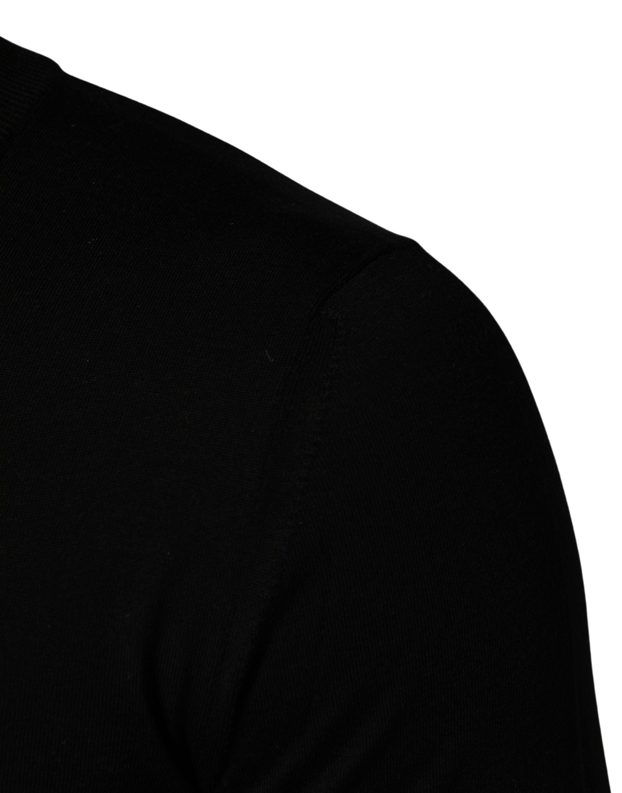 Dolce & Gabbana Schwarzer Pullover mit Rundhalsausschnitt und gesticktem Logo-6