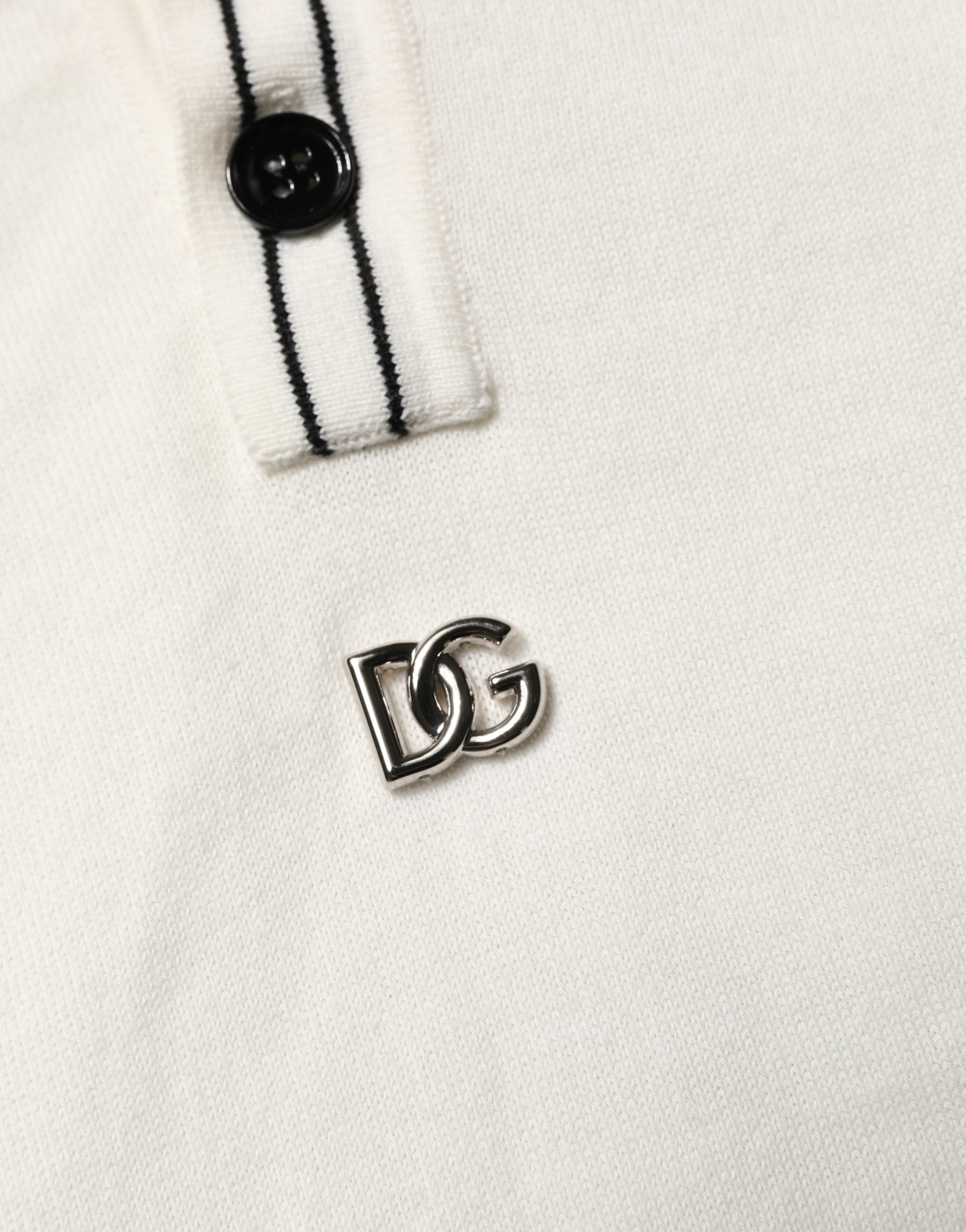 Dolce & Gabbana Weißer Herren-Polopullover aus Baumwollmischung