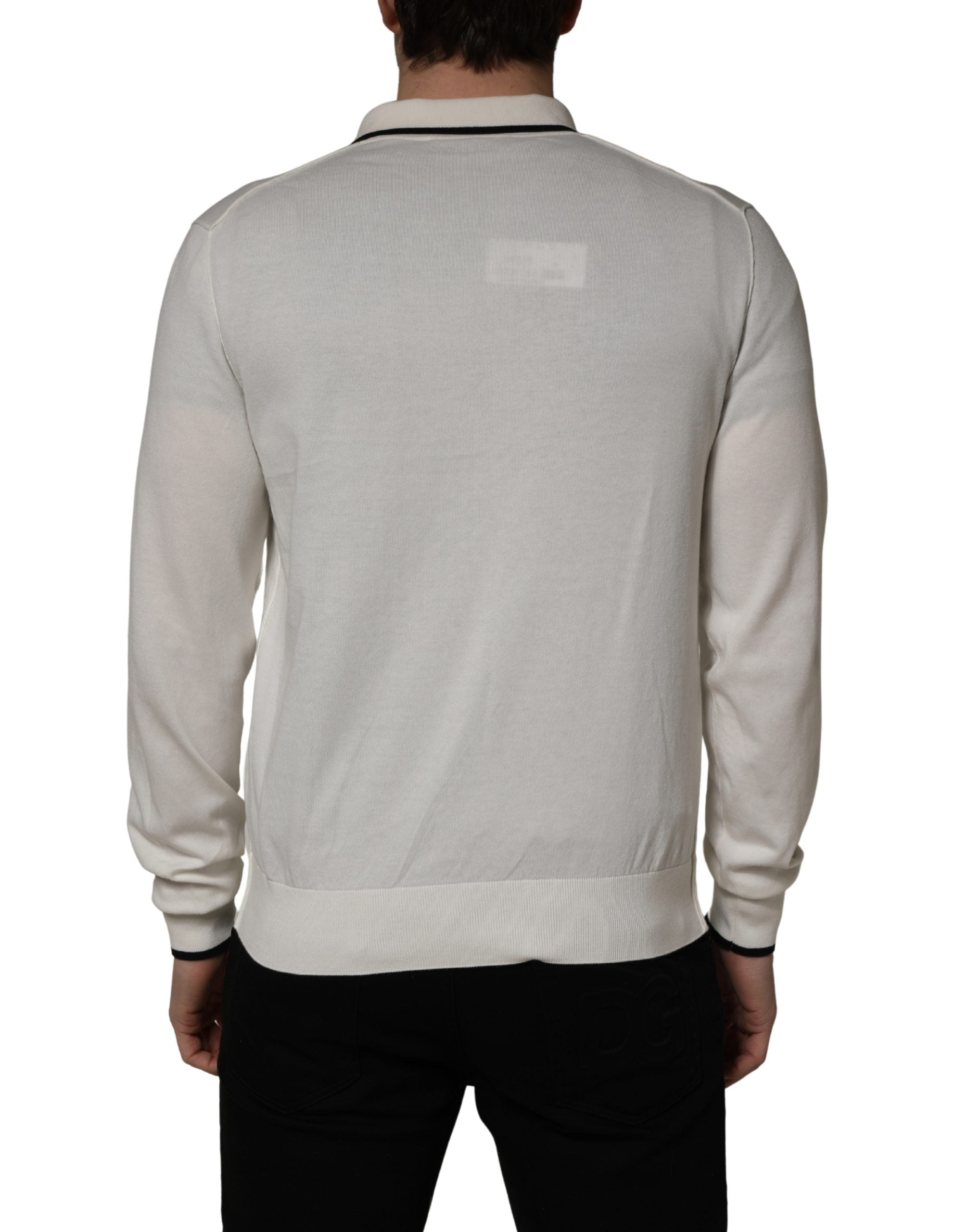 Dolce & Gabbana Weißer Herren-Polopullover aus Baumwollmischung-5
