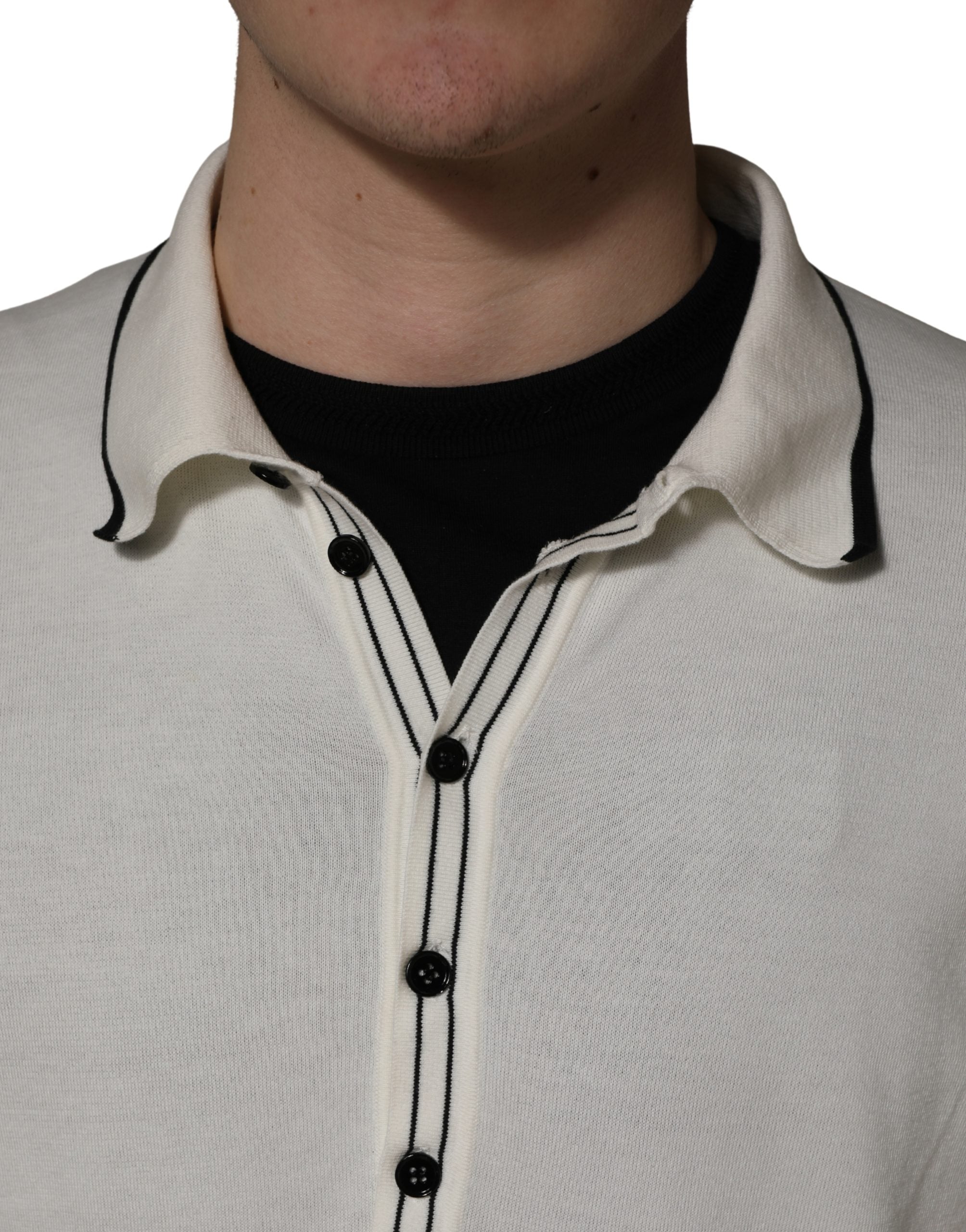 Dolce & Gabbana Weißer Herren-Polopullover aus Baumwollmischung-6