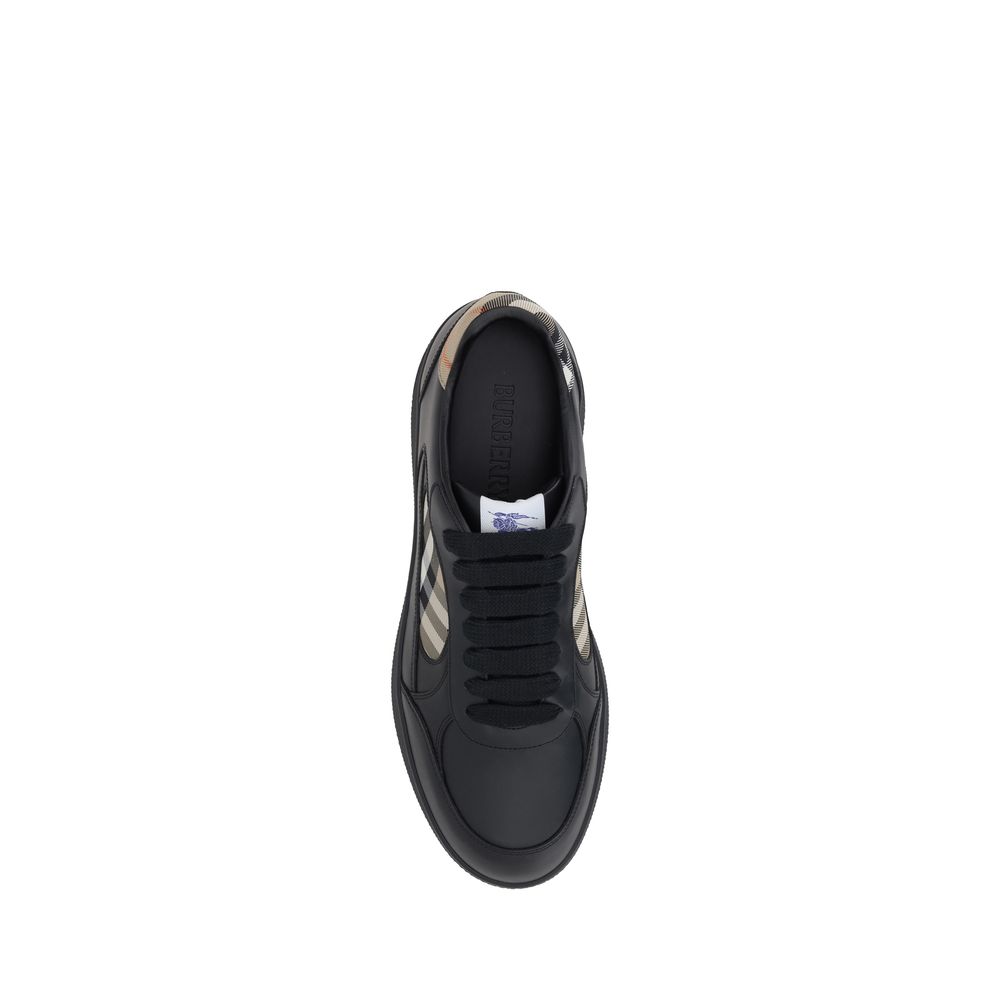 Burberry Schwarze Bos Taurus Kalbsleder Low-Top-Sneaker-4
