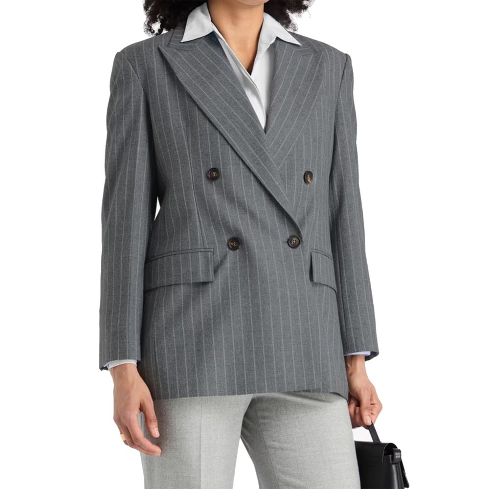 Brunello Cucinelli Grauer Blazer aus reiner Schurwolle-2