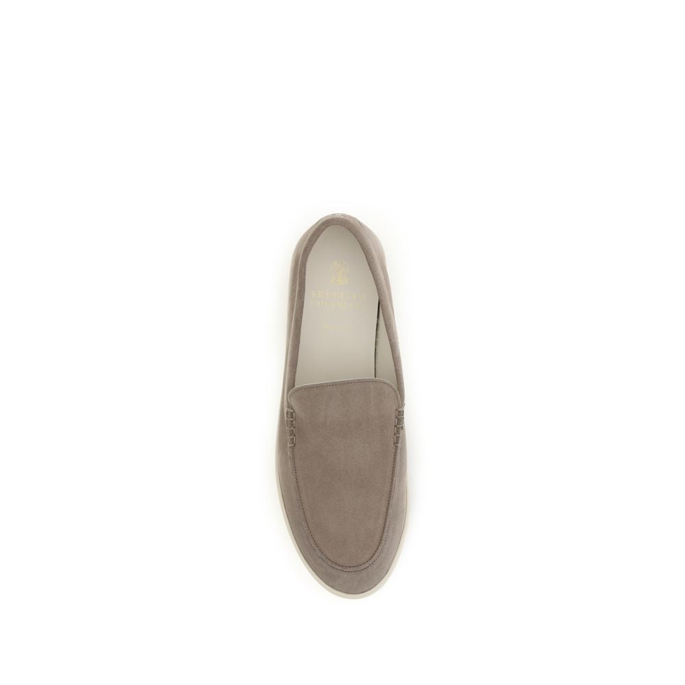 Brunello Cucinelli Graue Kalbsleder Bos Taurus Slipper-Loafer-4