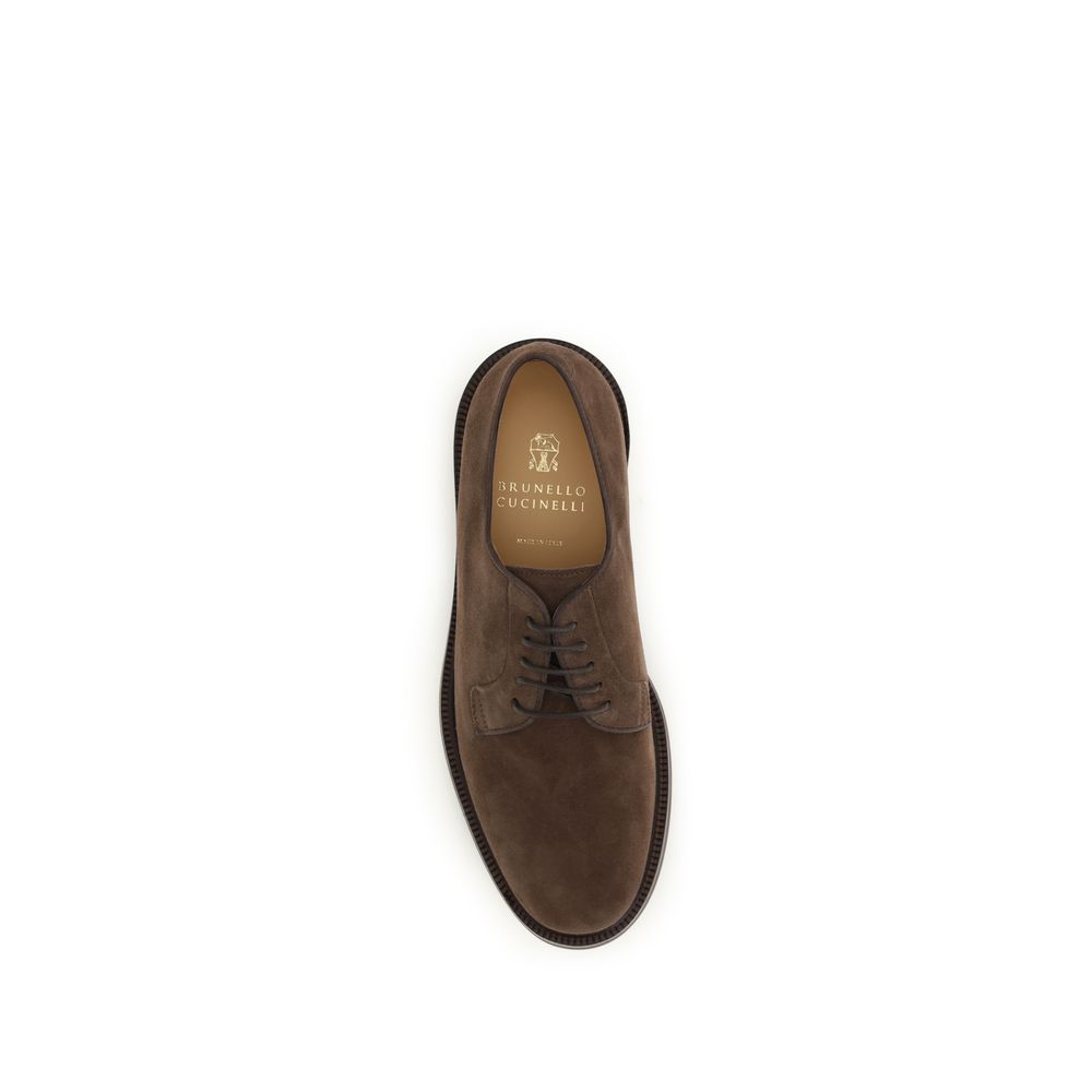 Brunello Cucinelli Braune Gummisohlen-Schnürschuhe-4