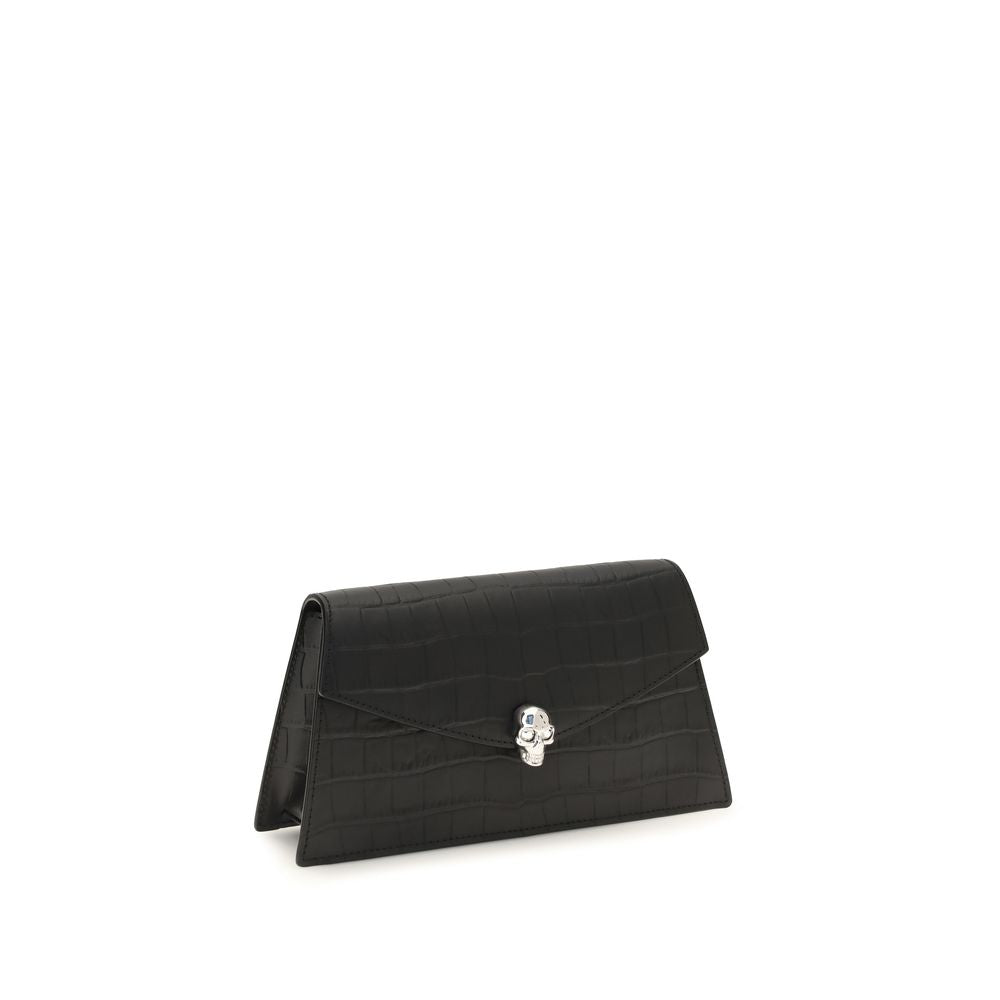 Alexander McQueen Schwarze Bos Taurus Kalbsleder Schultertasche-2