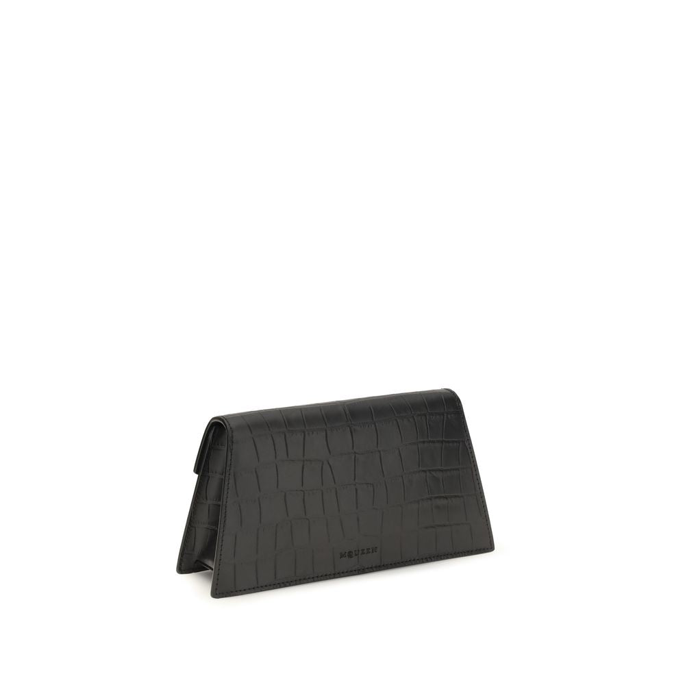 Alexander McQueen Schwarze Bos Taurus Kalbsleder Schultertasche-3
