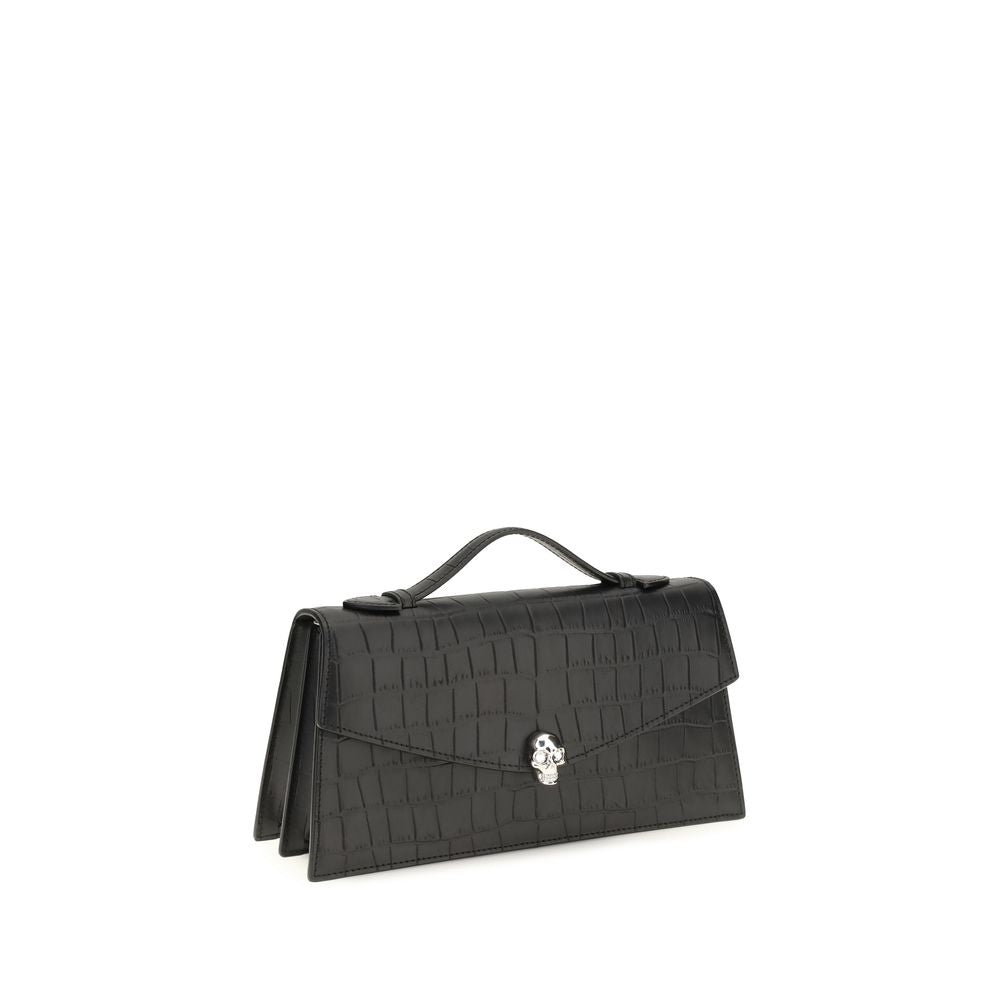Alexander McQueen Schwarze Bos Taurus Kalbsleder Schultertasche-2