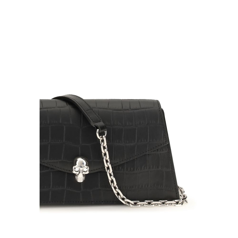 Alexander McQueen Schwarze Bos Taurus Kalbsleder Schultertasche-4