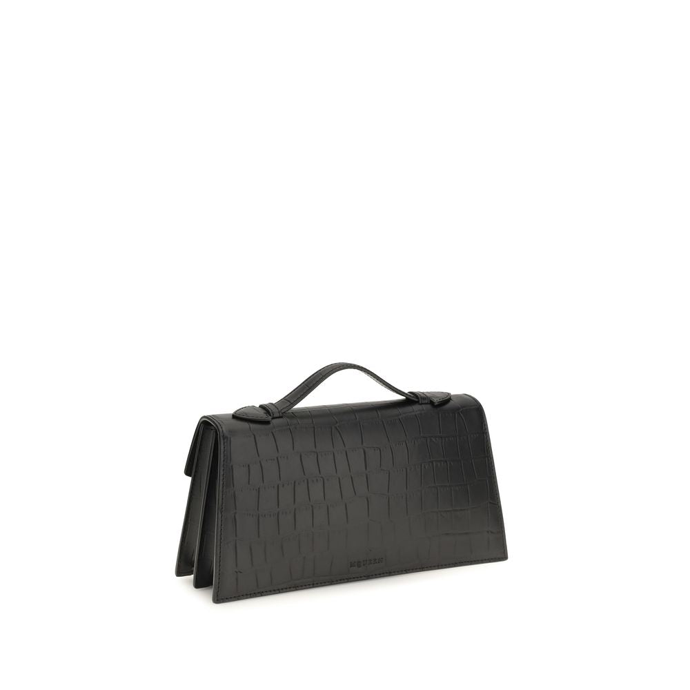 Alexander McQueen Schwarze Bos Taurus Kalbsleder Schultertasche-3