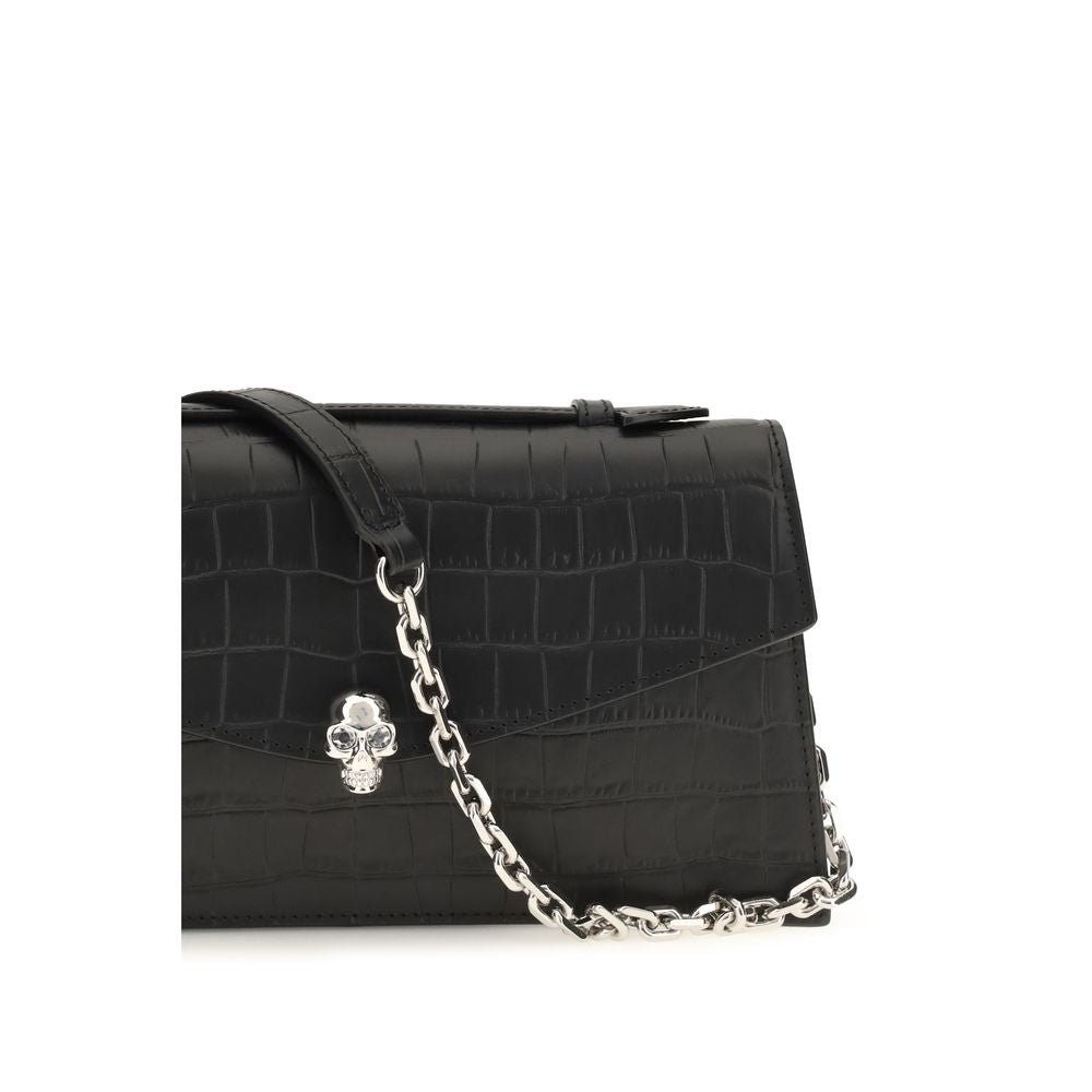Alexander McQueen Schwarze Bos Taurus Kalbsleder Schultertasche-4