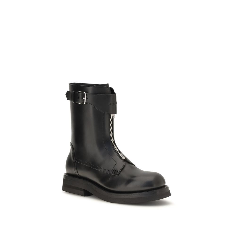 Alexander McQueen Schwarze Schnürstiefel aus Kalbsleder Bos Taurus-2