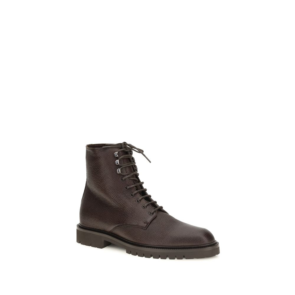 Brunello Cucinelli Braune Kalbsleder Bos Taurus Schnürstiefel-2