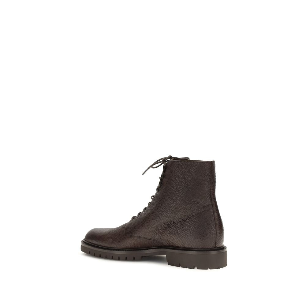 Brunello Cucinelli Braune Kalbsleder Bos Taurus Schnürstiefel-3