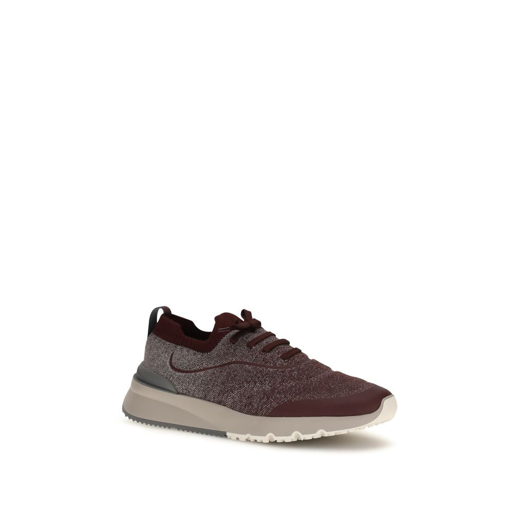 Brunello Cucinelli Bordeaux Baumwoll-Sneakers im Athletic-Stil-2
