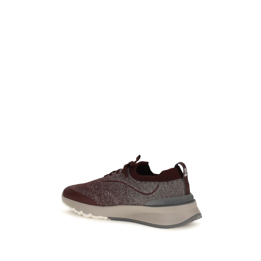 Brunello Cucinelli Bordeaux Baumwoll-Sneakers im Athletic-Stil-3