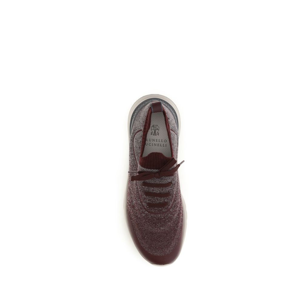 Brunello Cucinelli Bordeaux Baumwoll-Sneakers im Athletic-Stil-4