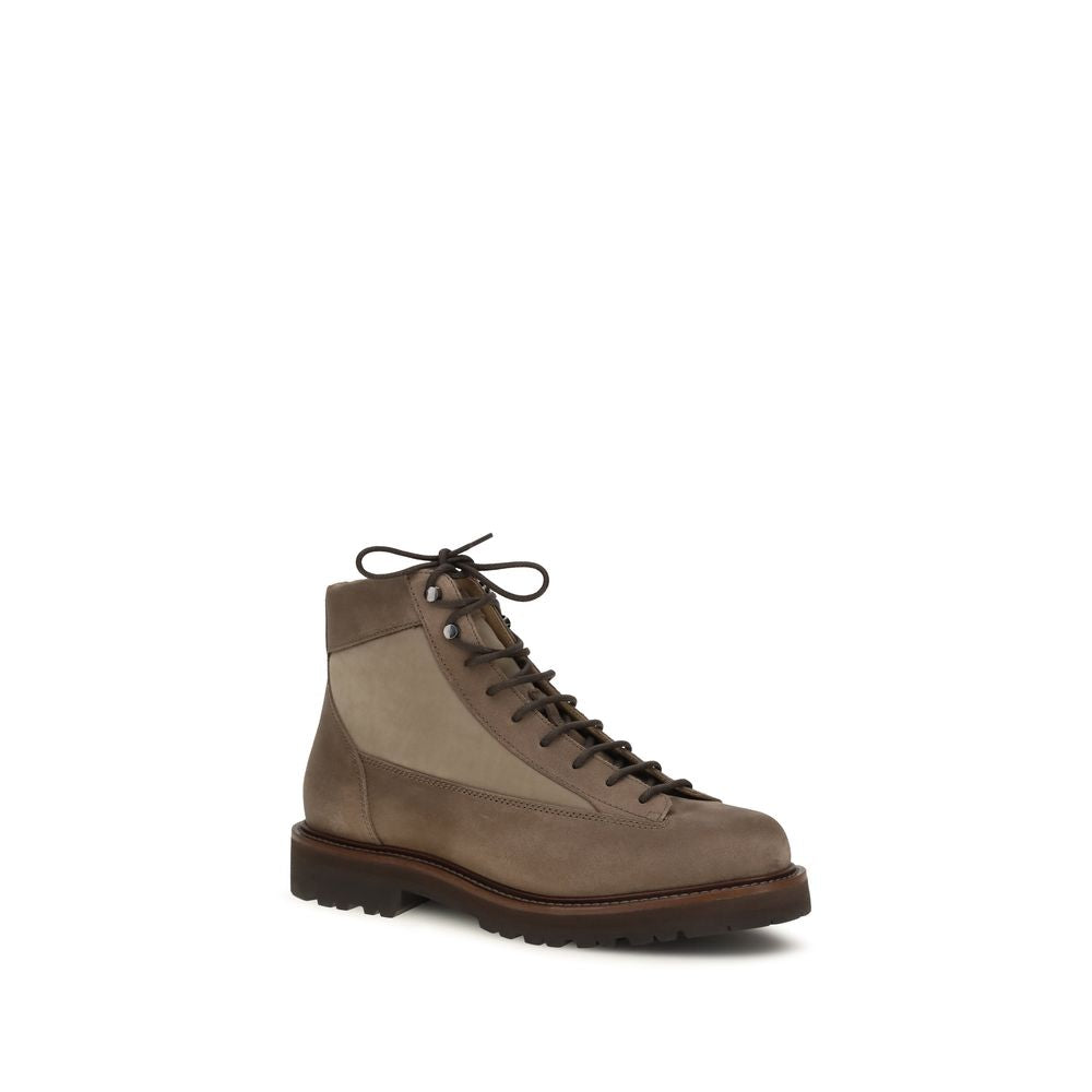 Brunello Cucinelli Braune Kalbsleder Bos Taurus Schnürstiefel-2