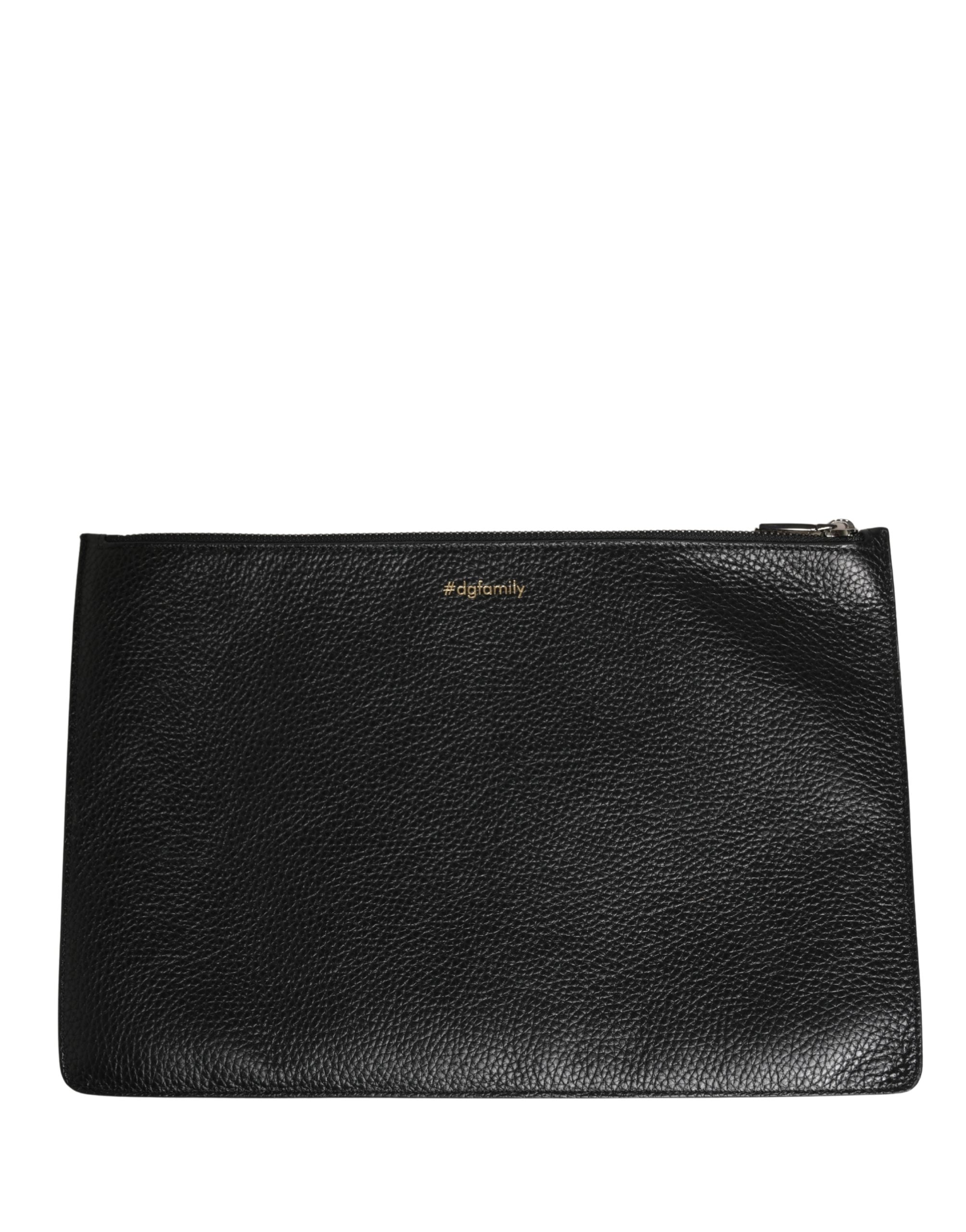 Dolce & Gabbana Schwarze #DGFamily Clutch aus Leder mit Applikationen-6