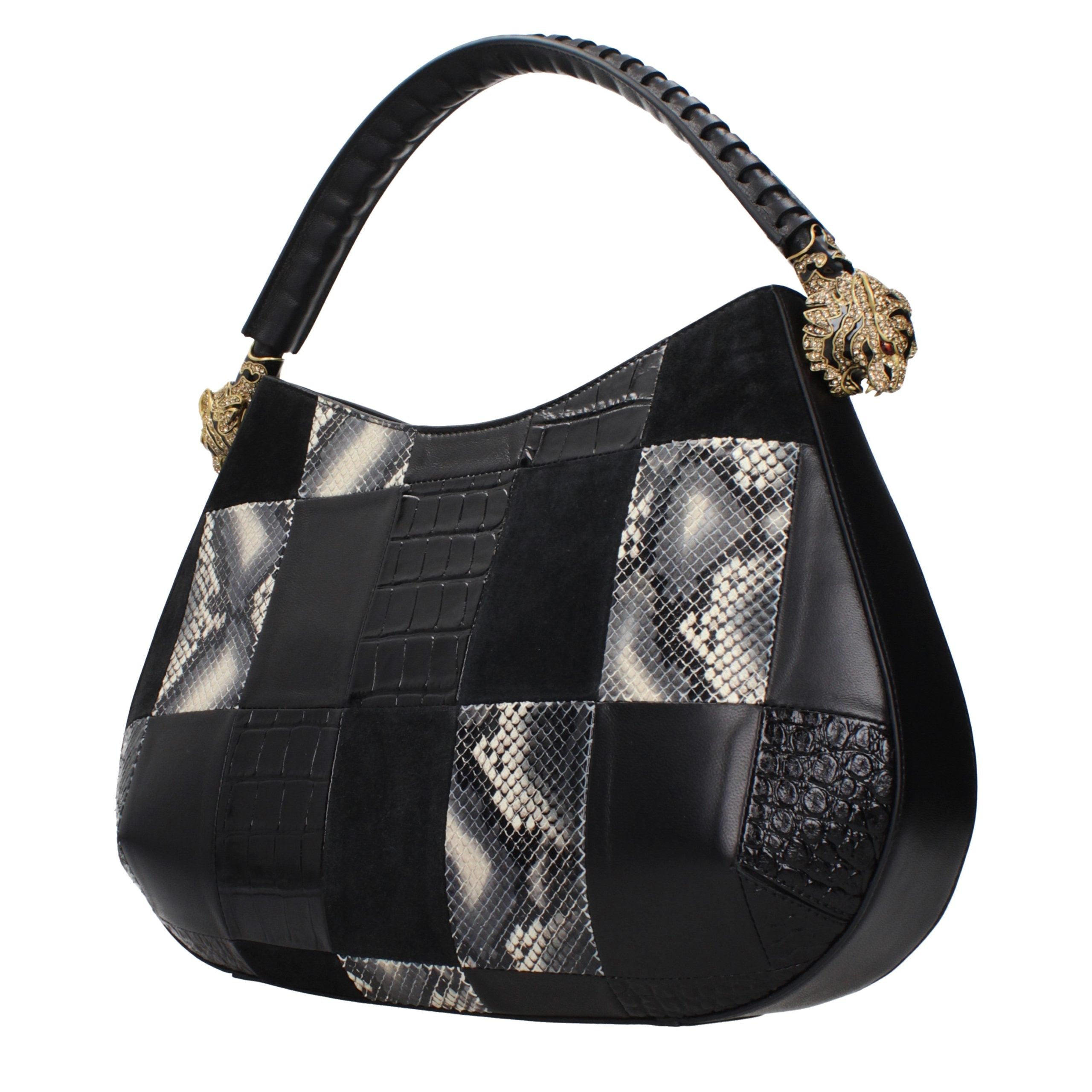Roberto Cavalli Schwarze Lederhandtasche-2