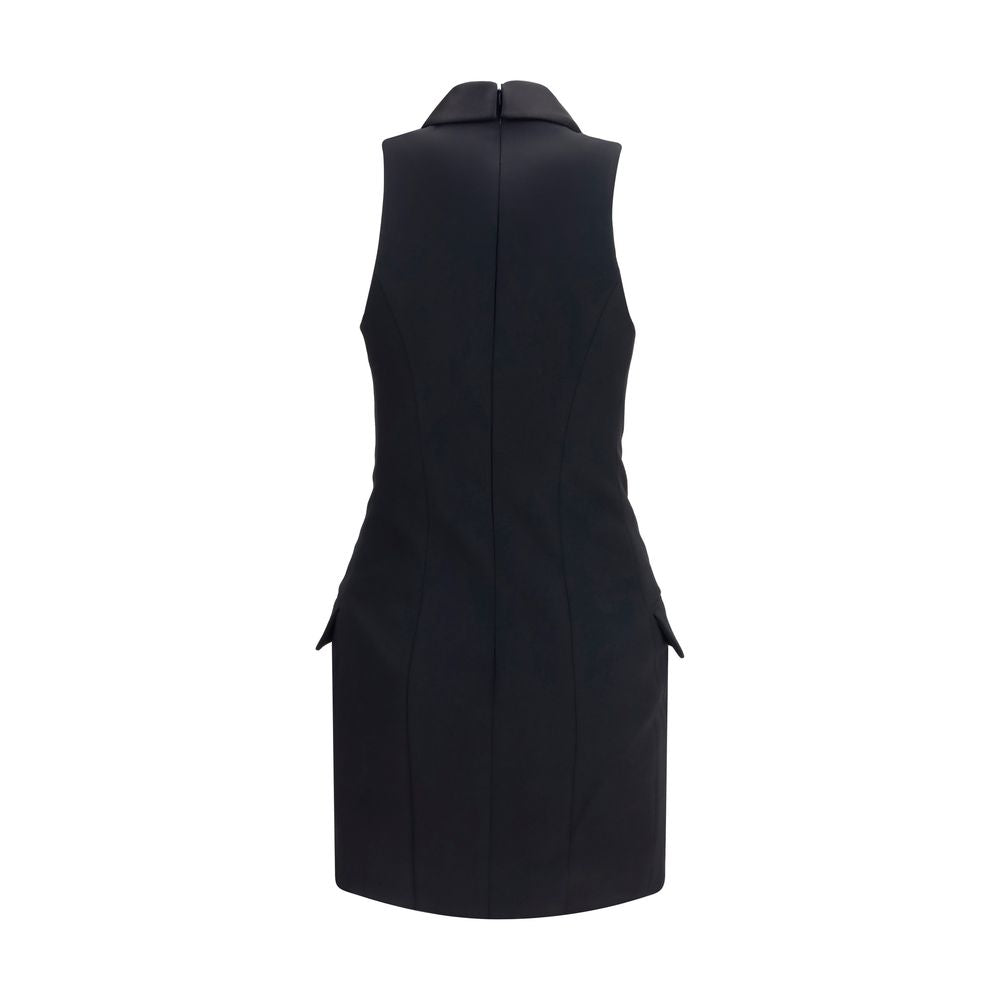 Balmain Schwarzes Oves Aries Wollkleid-2