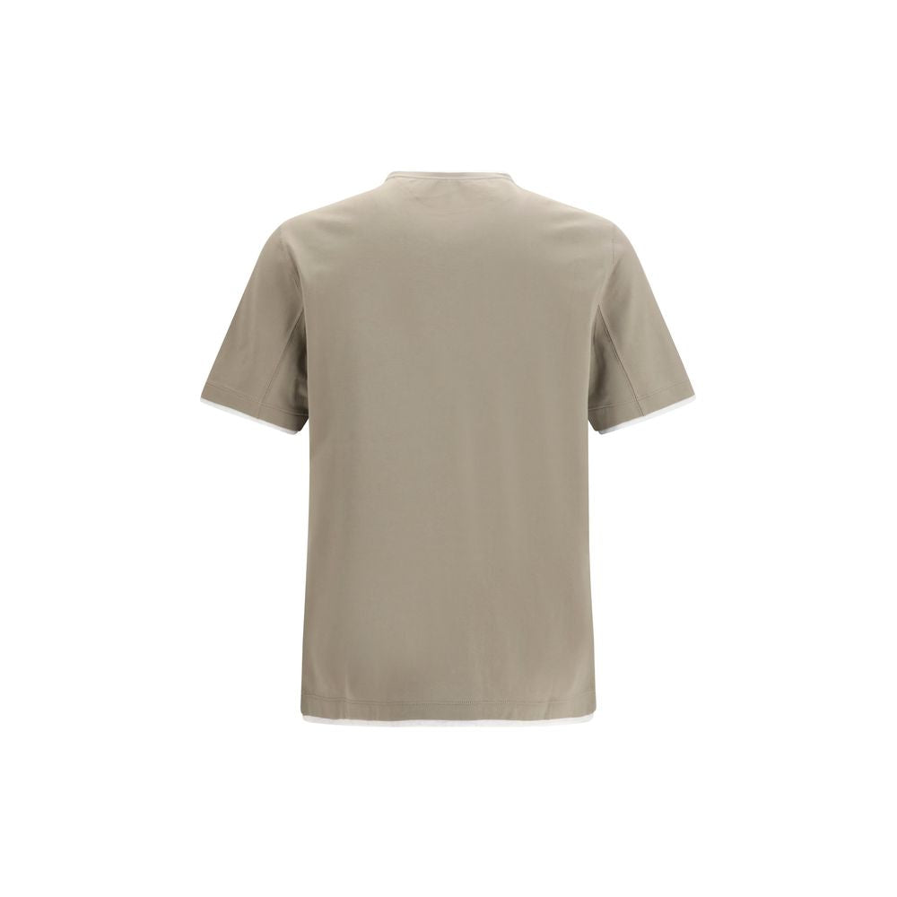 Brunello Cucinelli Bicolor Cotton T-Shirt-2