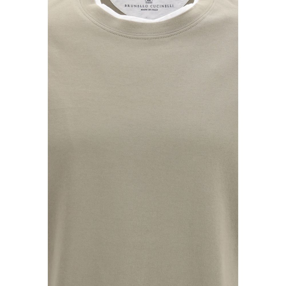 Brunello Cucinelli Bicolor Cotton T-Shirt-3