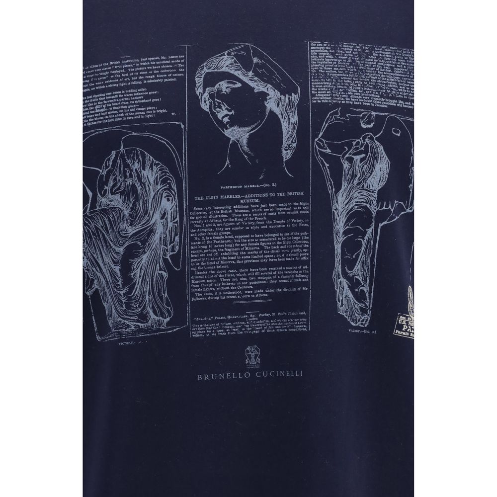 Brunello Cucinelli Blaues Baumwoll-T-Shirt-3