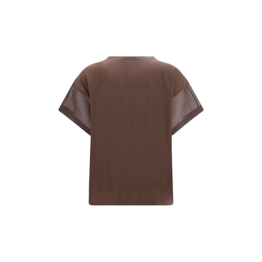 Brunello Cucinelli Braunes Baumwoll-T-Shirt-2