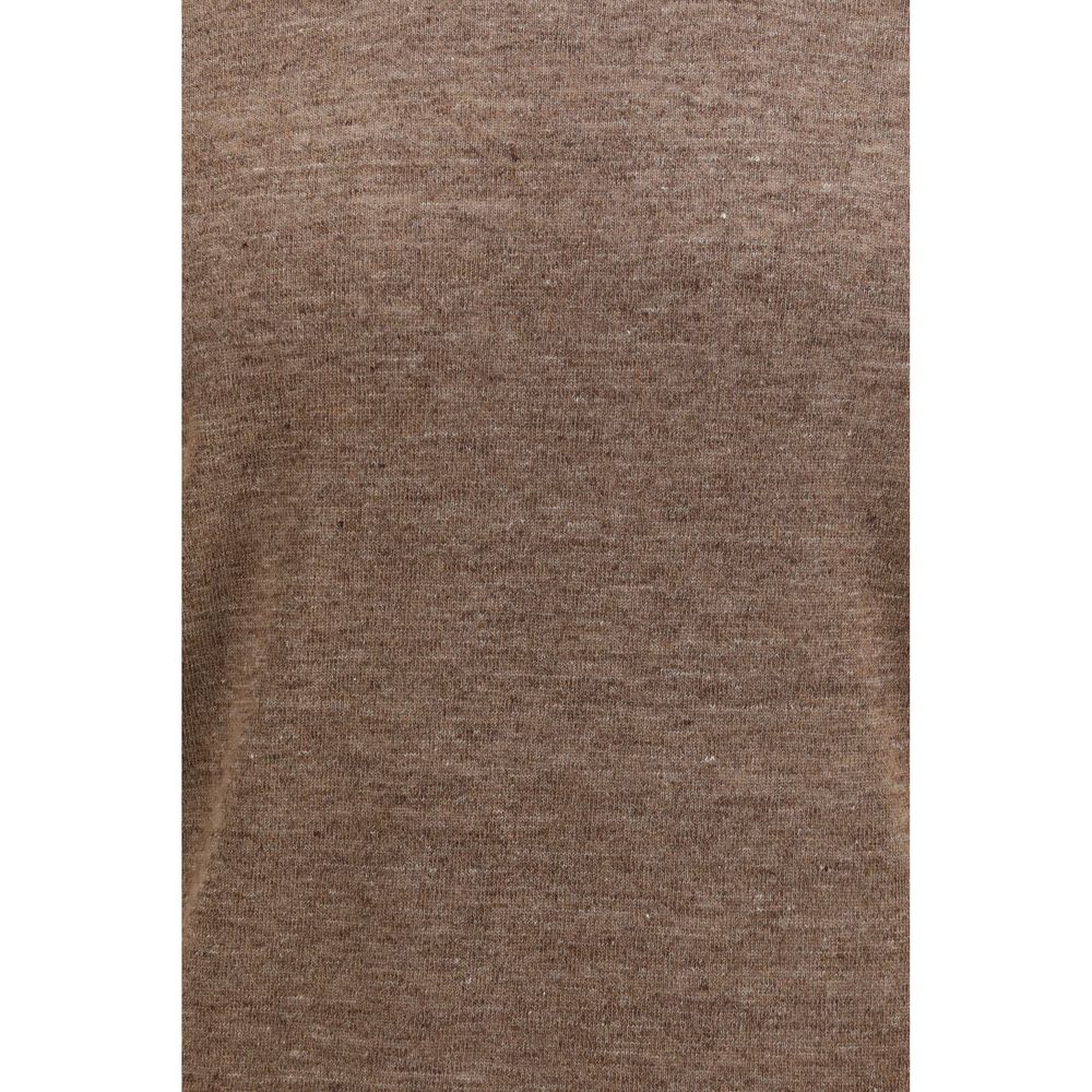 Brunello Cucinelli Braunes Leinen-T-Shirt-3