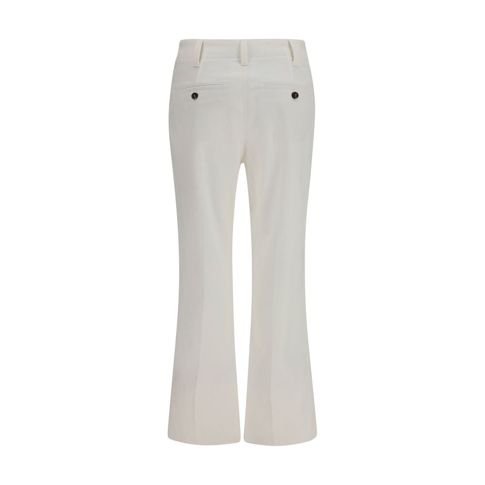 Brunello Cucinelli Weiße Baumwoll-Hosen mit weitem Bein-2