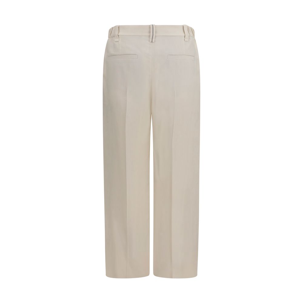 Brunello Cucinelli Beige Viscose Casual Pants-2
