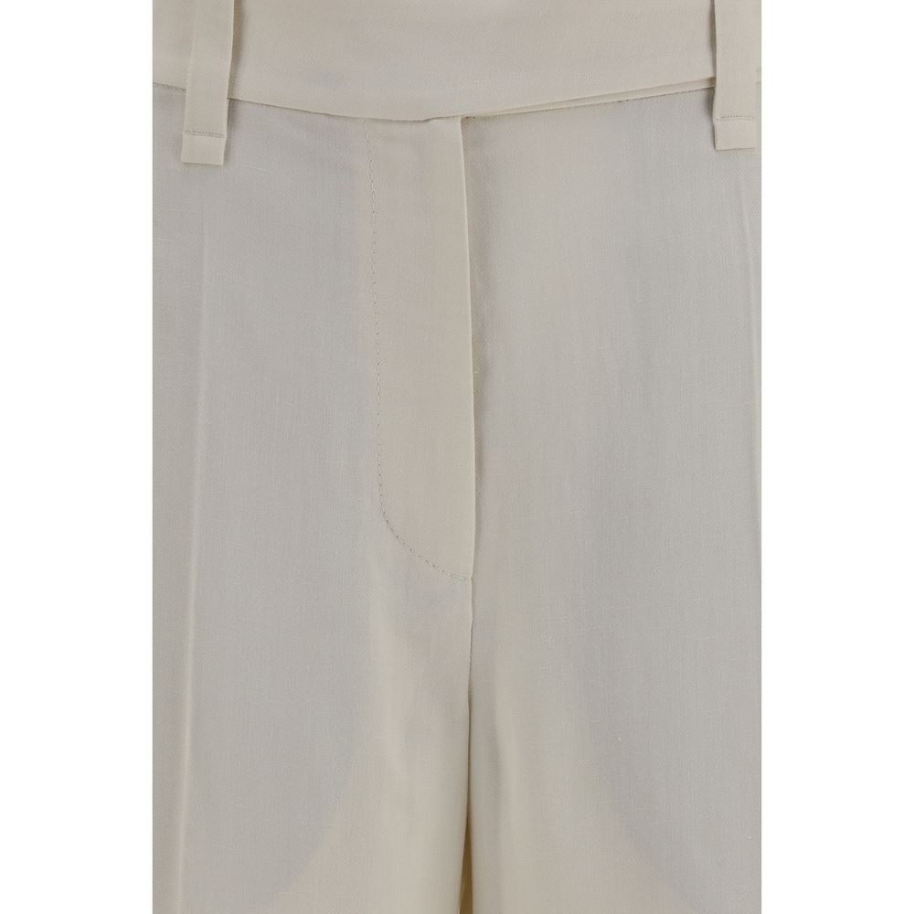 Brunello Cucinelli Beige Viscose Casual Pants-3